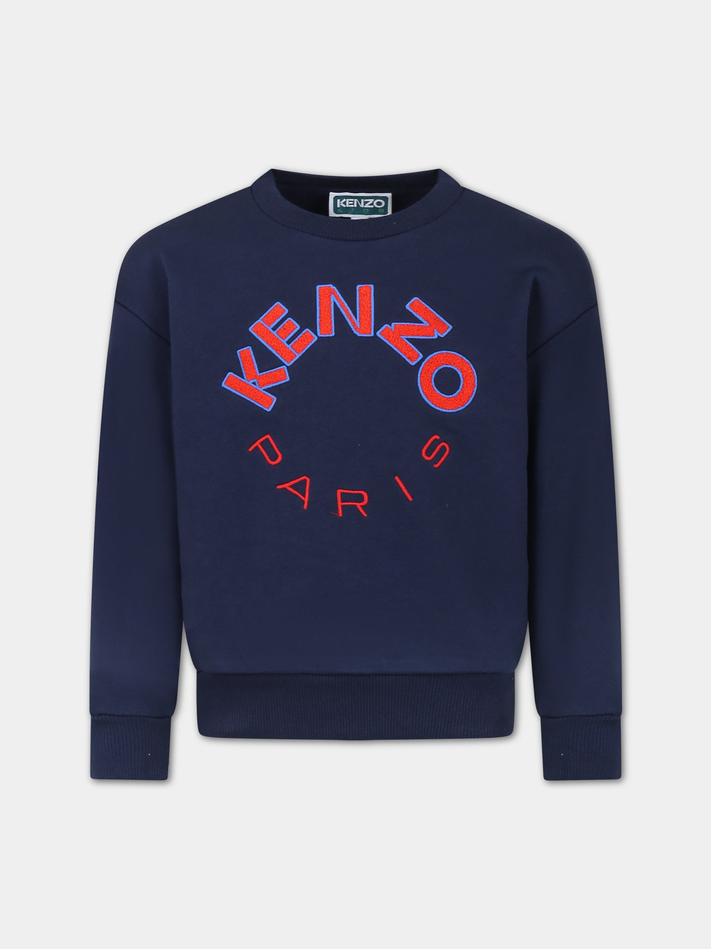 Felpa blu per bambino con logo,Kenzo Kids,K60333 84A