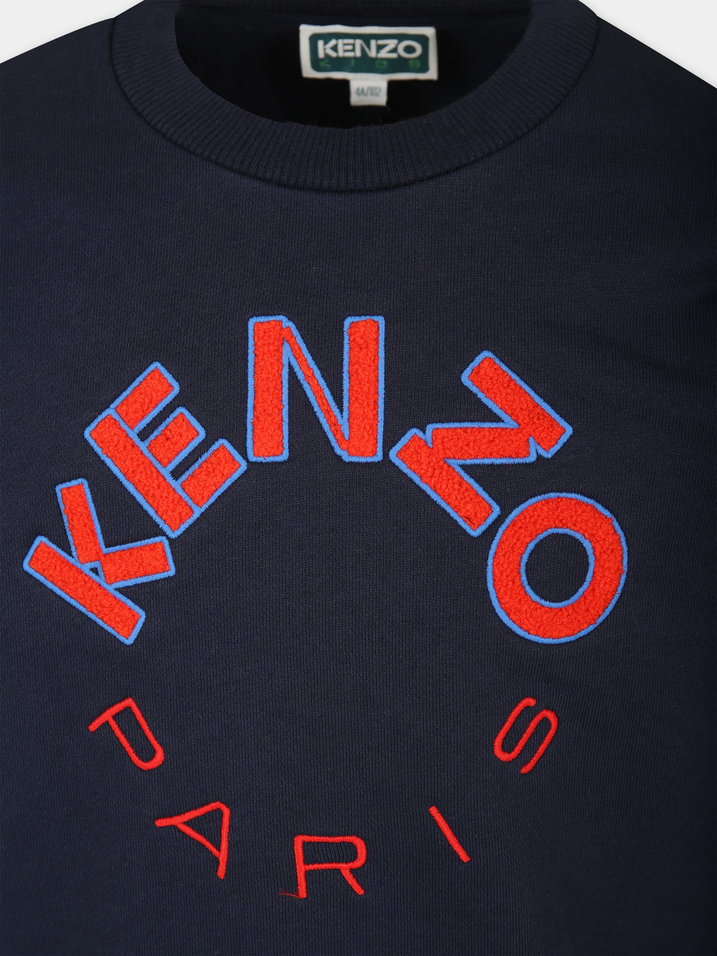 Felpa blu per bambino con logo,Kenzo Kids,K60333 84A