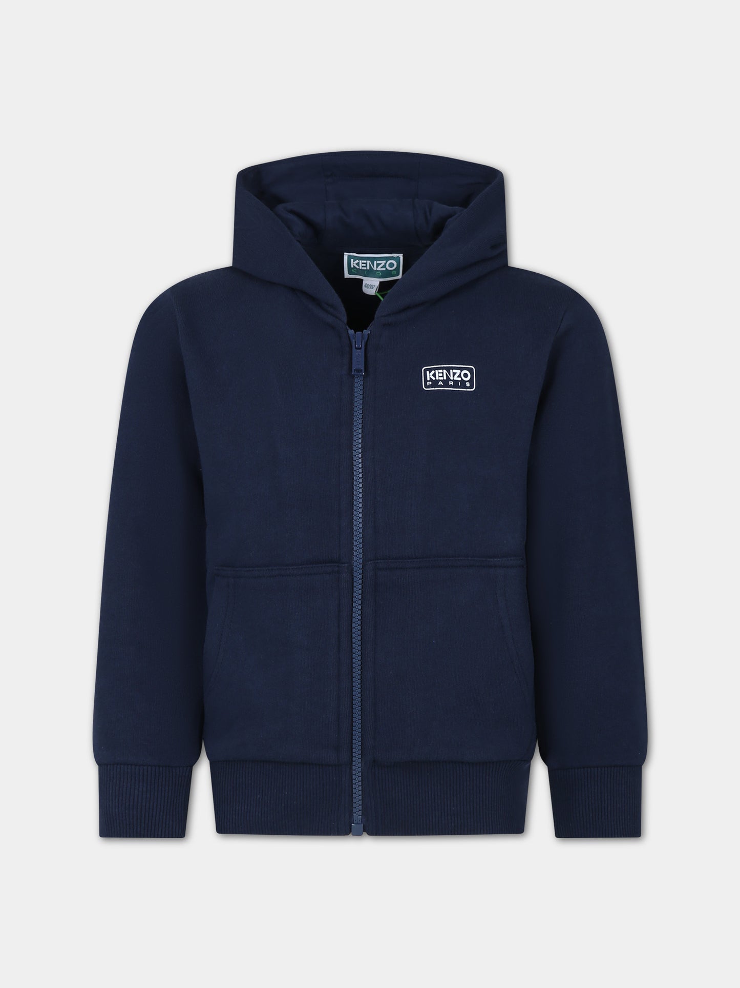 Felpa con cappuccio blu per bambino con logo,Kenzo Kids,K60284 84A