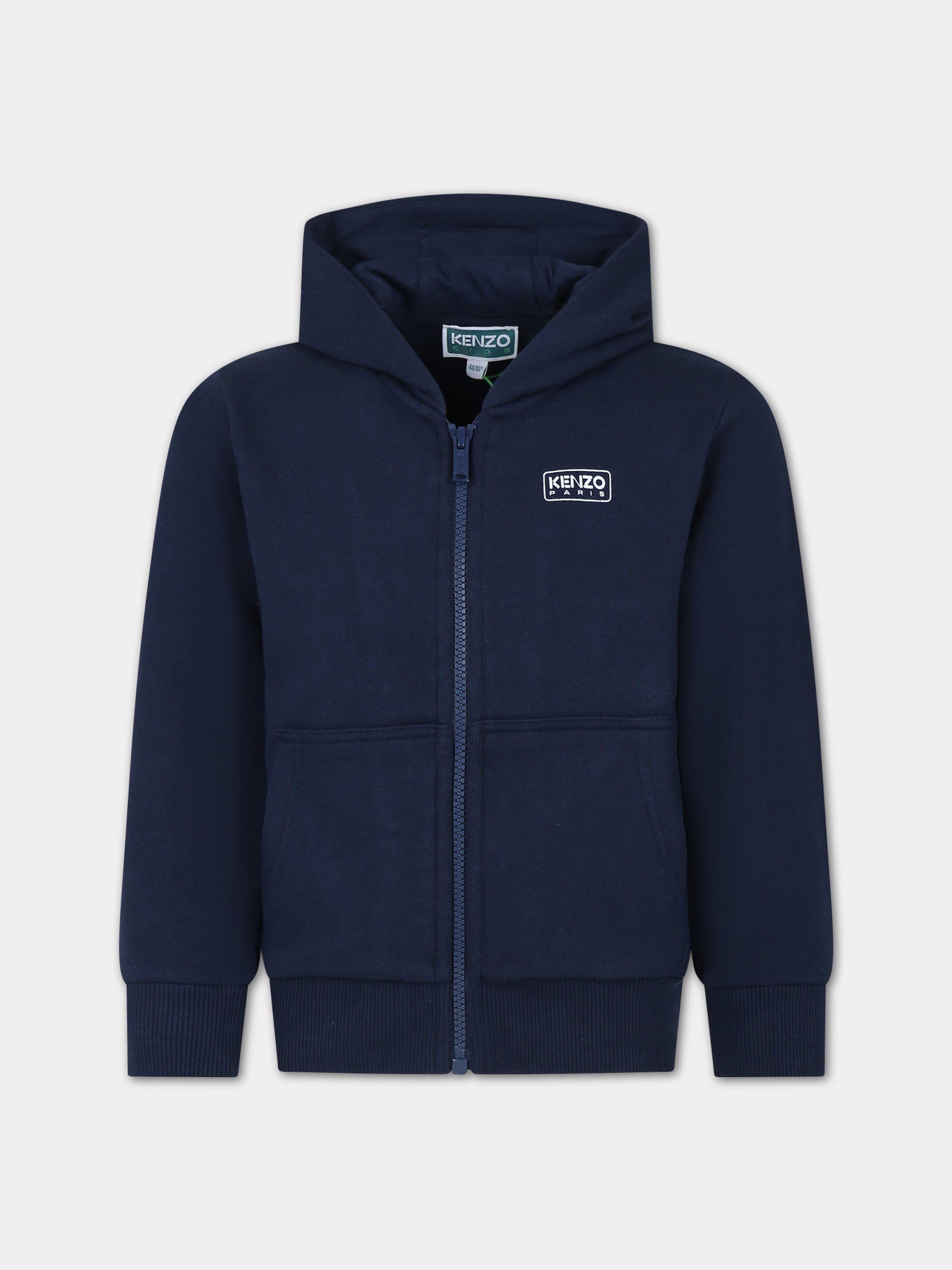 Felpa con cappuccio blu per bambino con logo,Kenzo Kids,K60284 84A