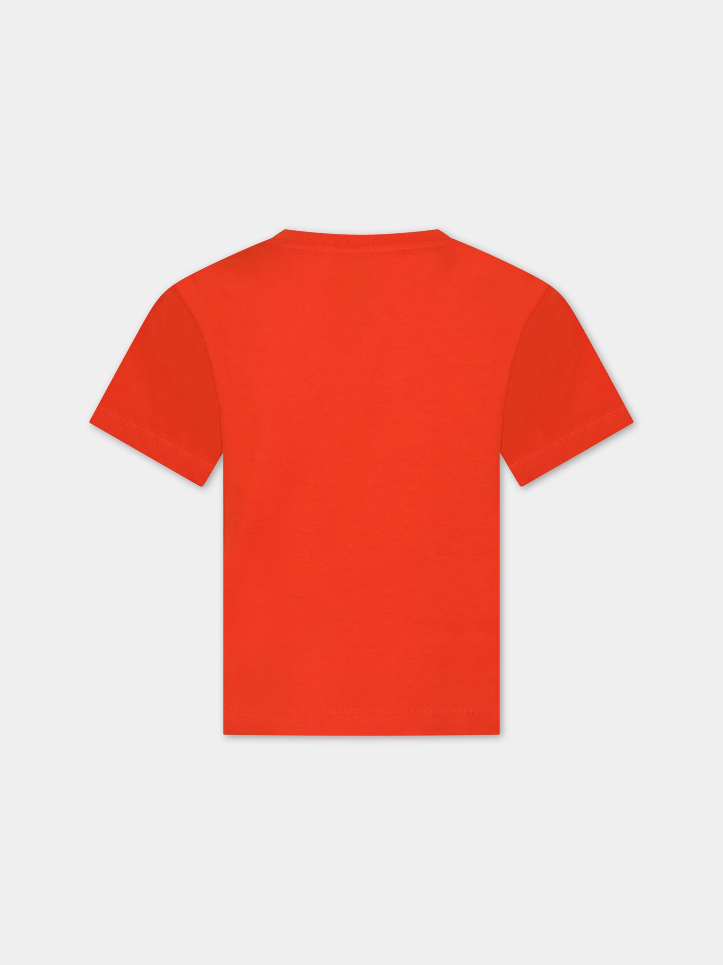 T-shirt arancione per bambino con elefante,Kenzo Kids,K60261 99A