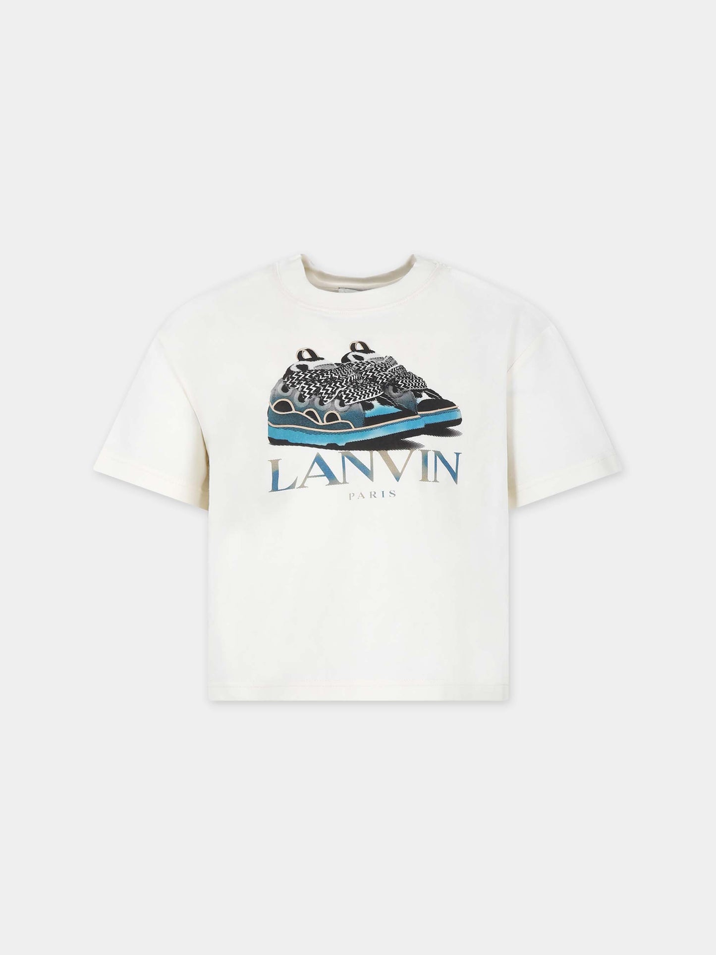 T-shirt avorio per bambino con logo,Lanvin Petite,N30067 519