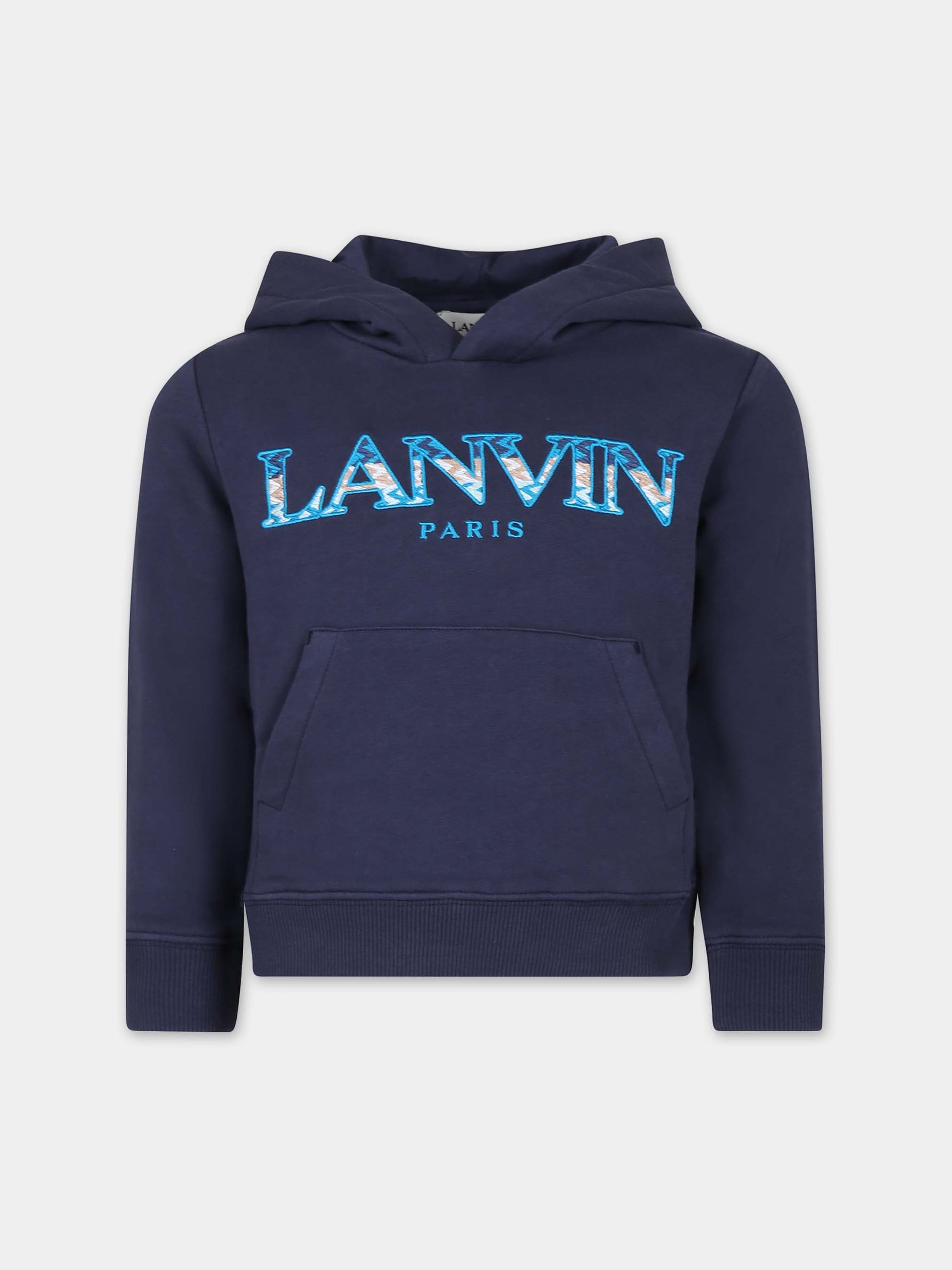 Felpa blu per bambino con logo,Lanvin Petite,N30058 84H