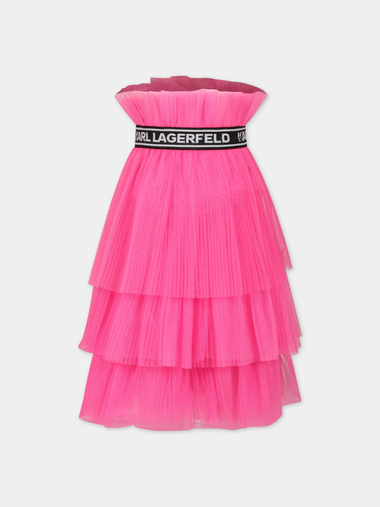 Gonna elegante fucsia per bambina,Karl Lagerfeld Kids,Z30093 473