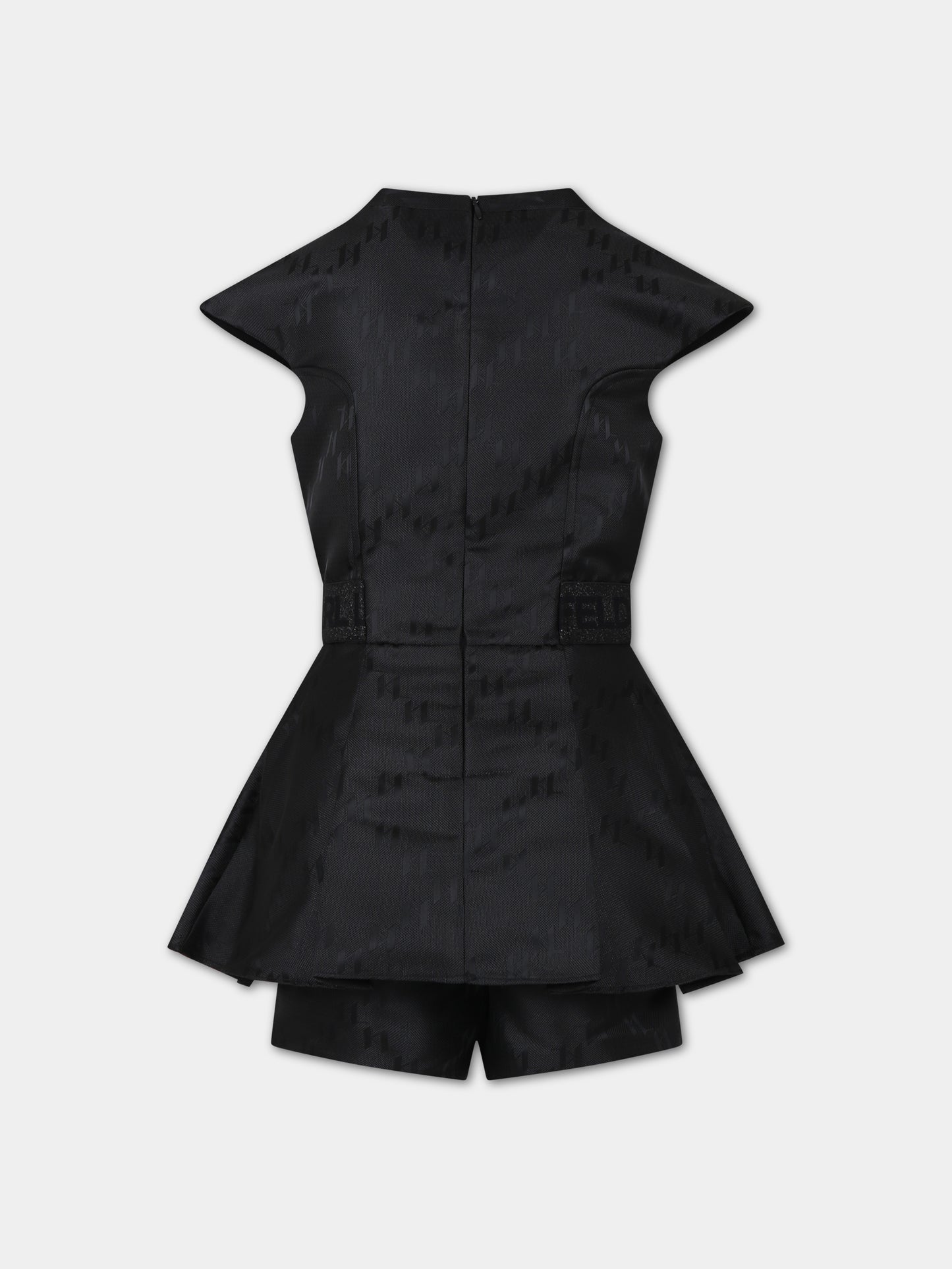 Vestito nero per bambina con stampa grafica K/IKoniK all-over,Karl Lagerfeld Kids,Z30088 09B