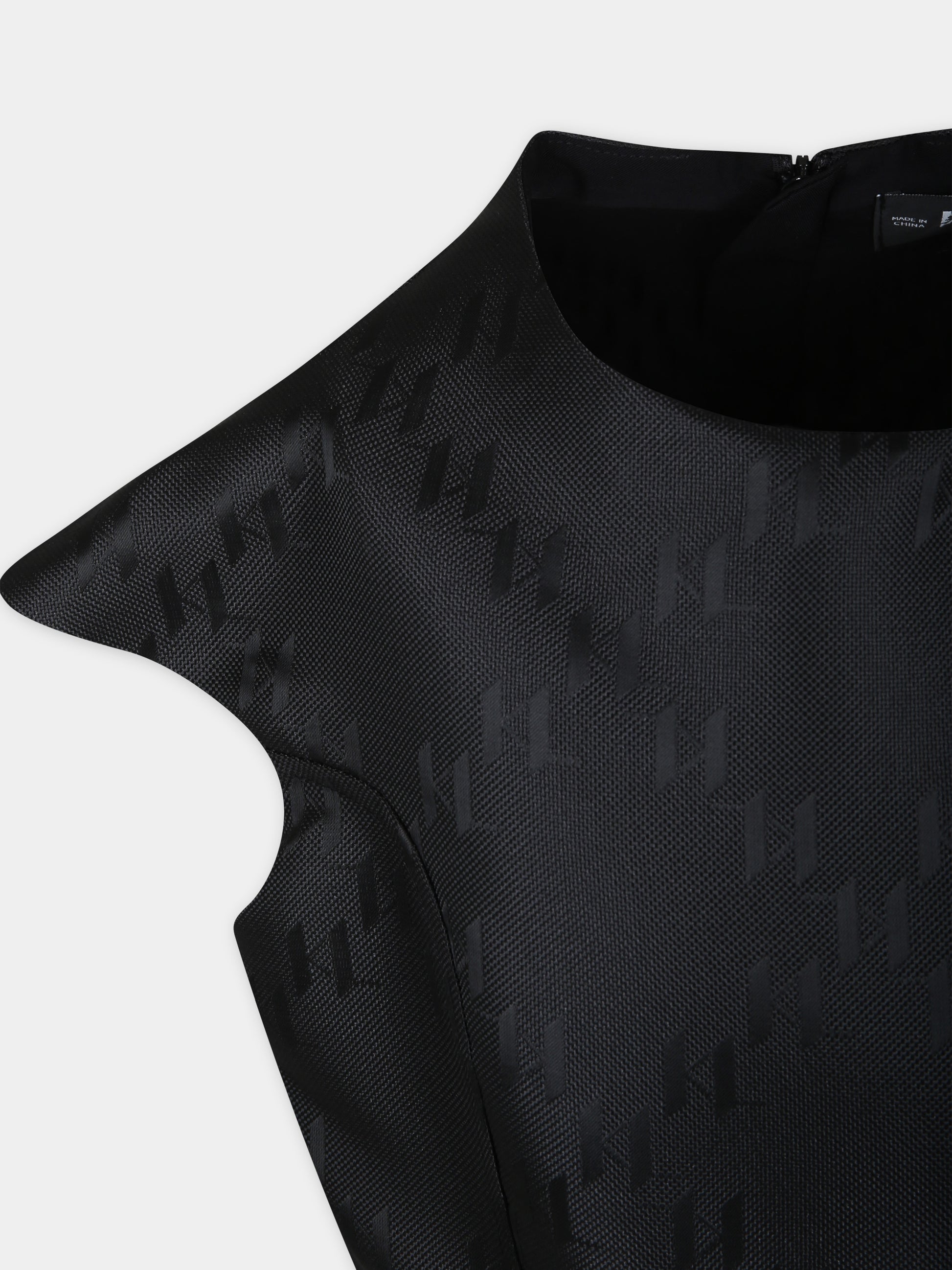 Vestito nero per bambina con stampa grafica K/IKoniK all-over,Karl Lagerfeld Kids,Z30088 09B