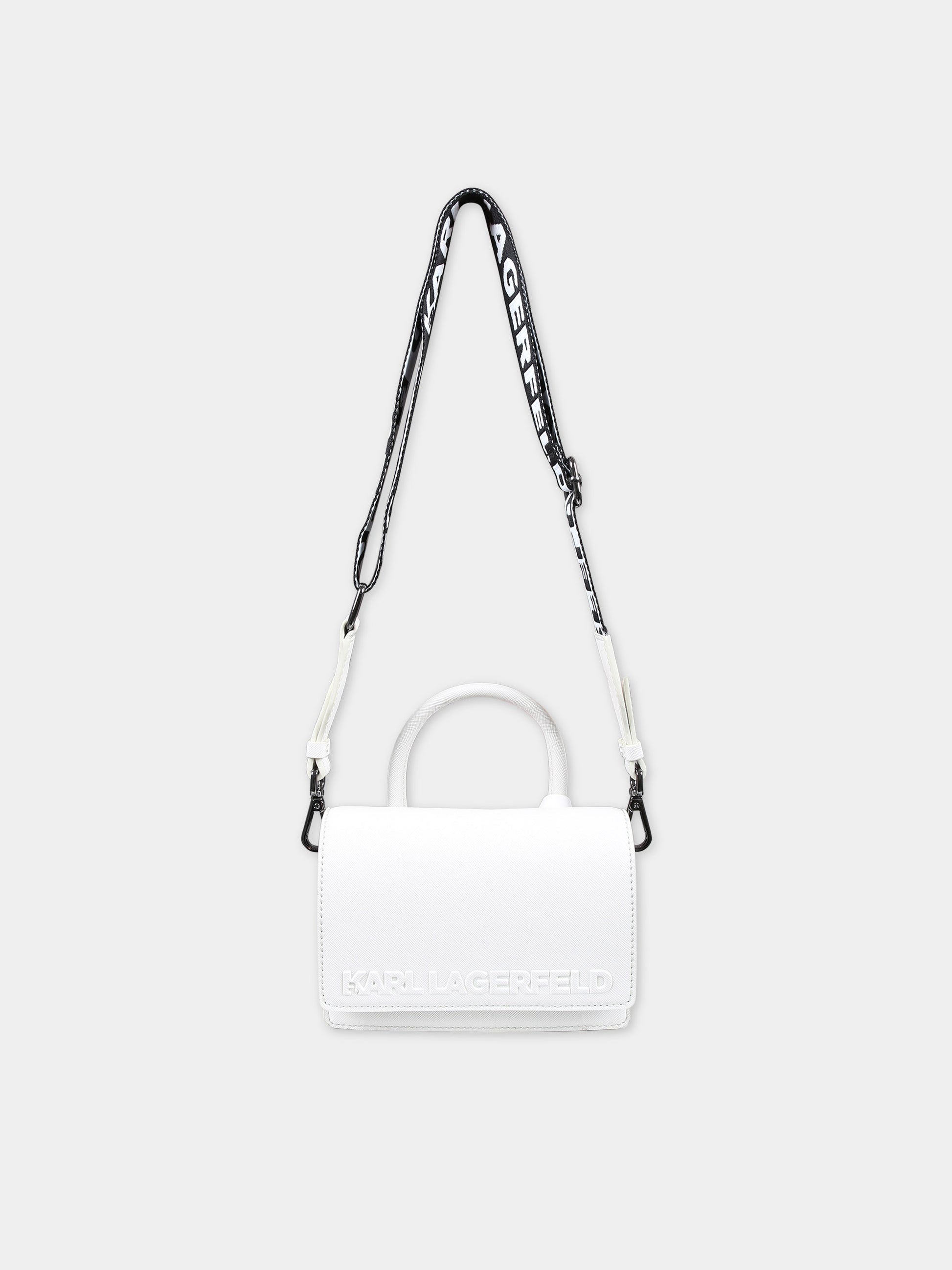Borsa casual bianca con logo,Karl Lagerfeld Kids,Z30169 195