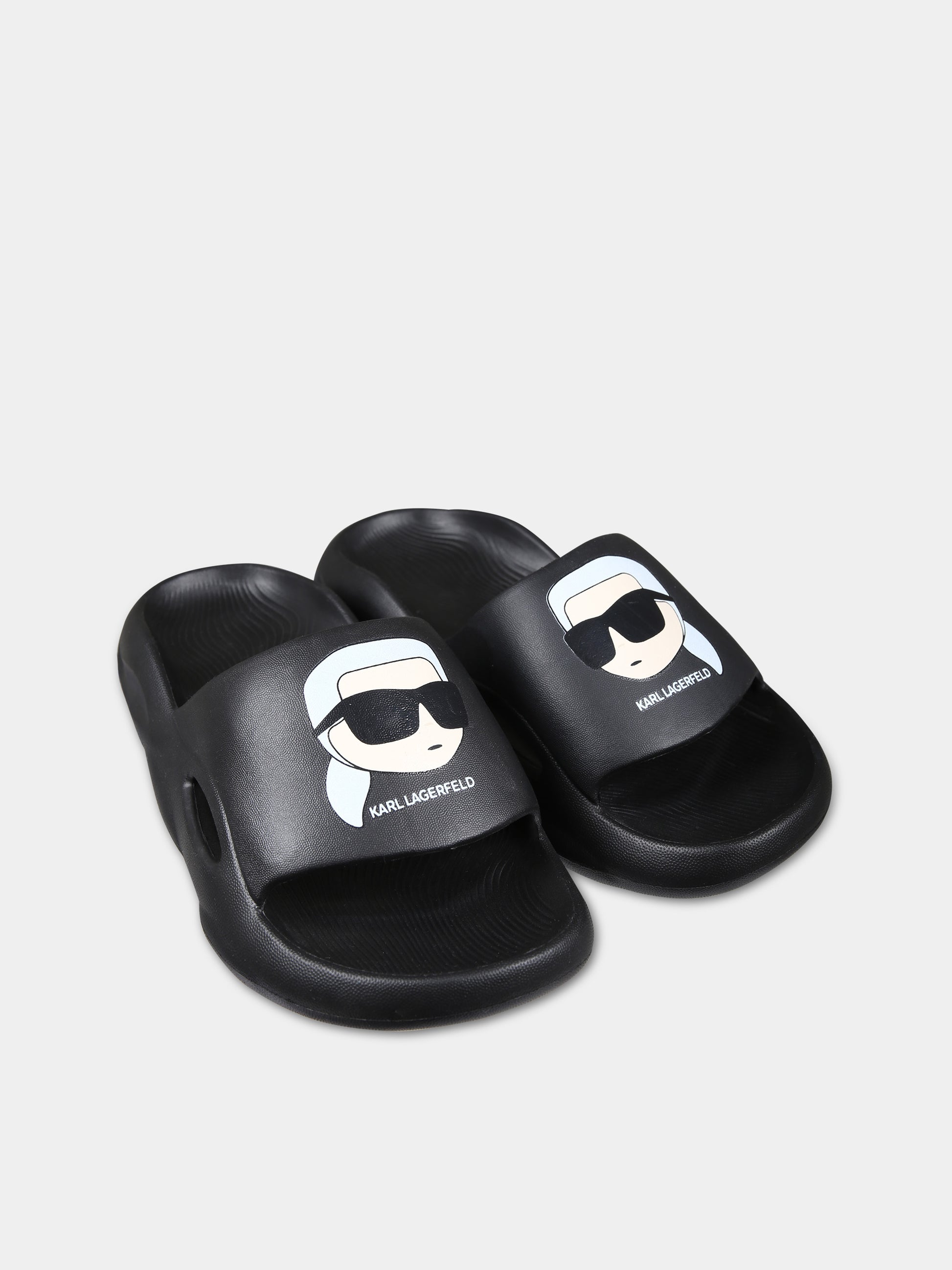 Ciabatte nere per bambini con logo e Karl,Karl Lagerfeld Kids,Z30018 09B