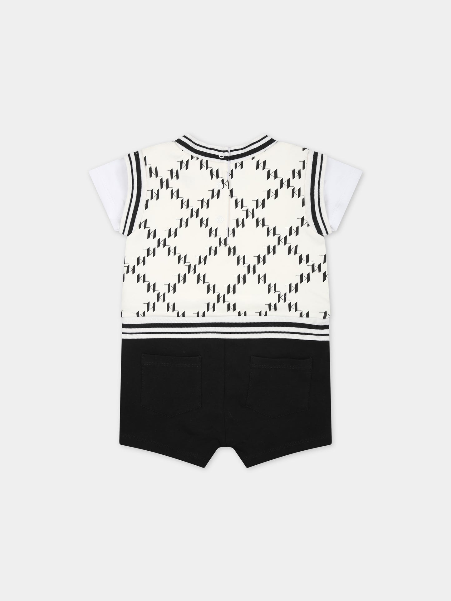 Pagliaccetto multicolor per neonato con stampa grafica K/IKoniK all-over,Karl Lagerfeld Kids,Z30128 N70