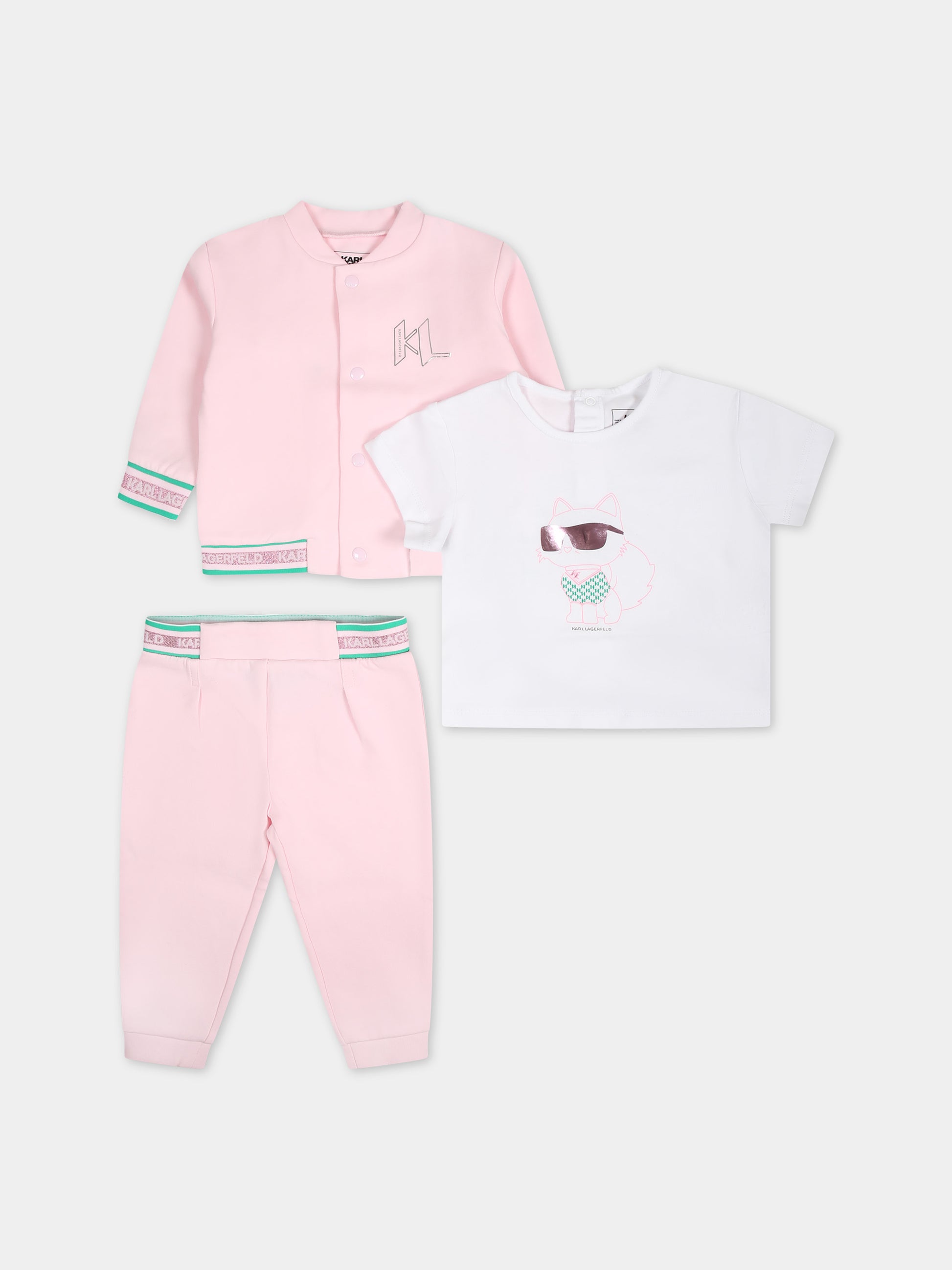 Completo rosa per neonata con logo,Karl Lagerfeld Kids,Z30129 N34