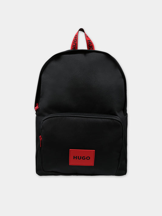 Zaino nero per bambino con logo,Hugo,G00136 09B