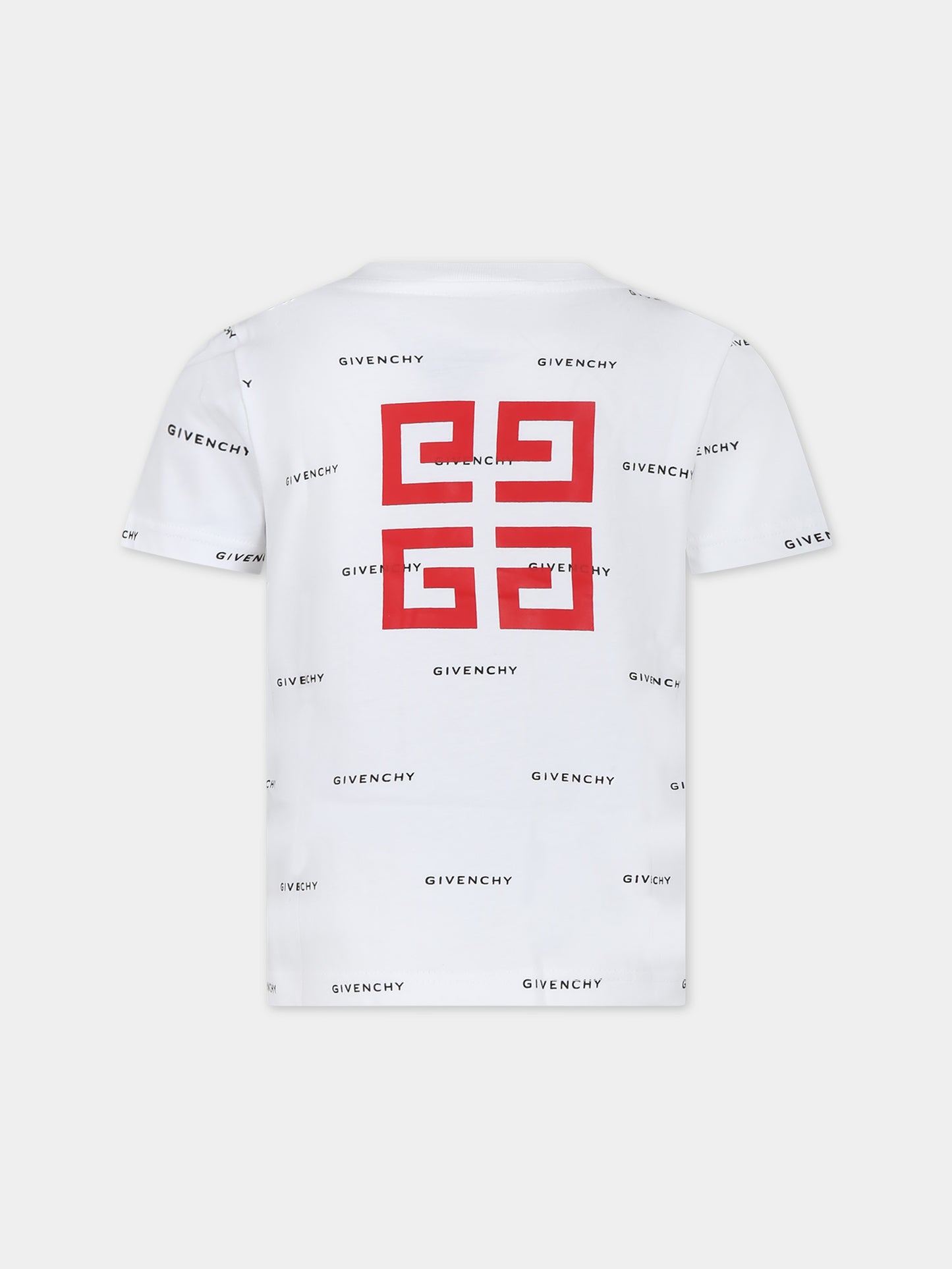 T-shirt bianca per bambino con logo all-over,Givenchy Kids,H30168 N50