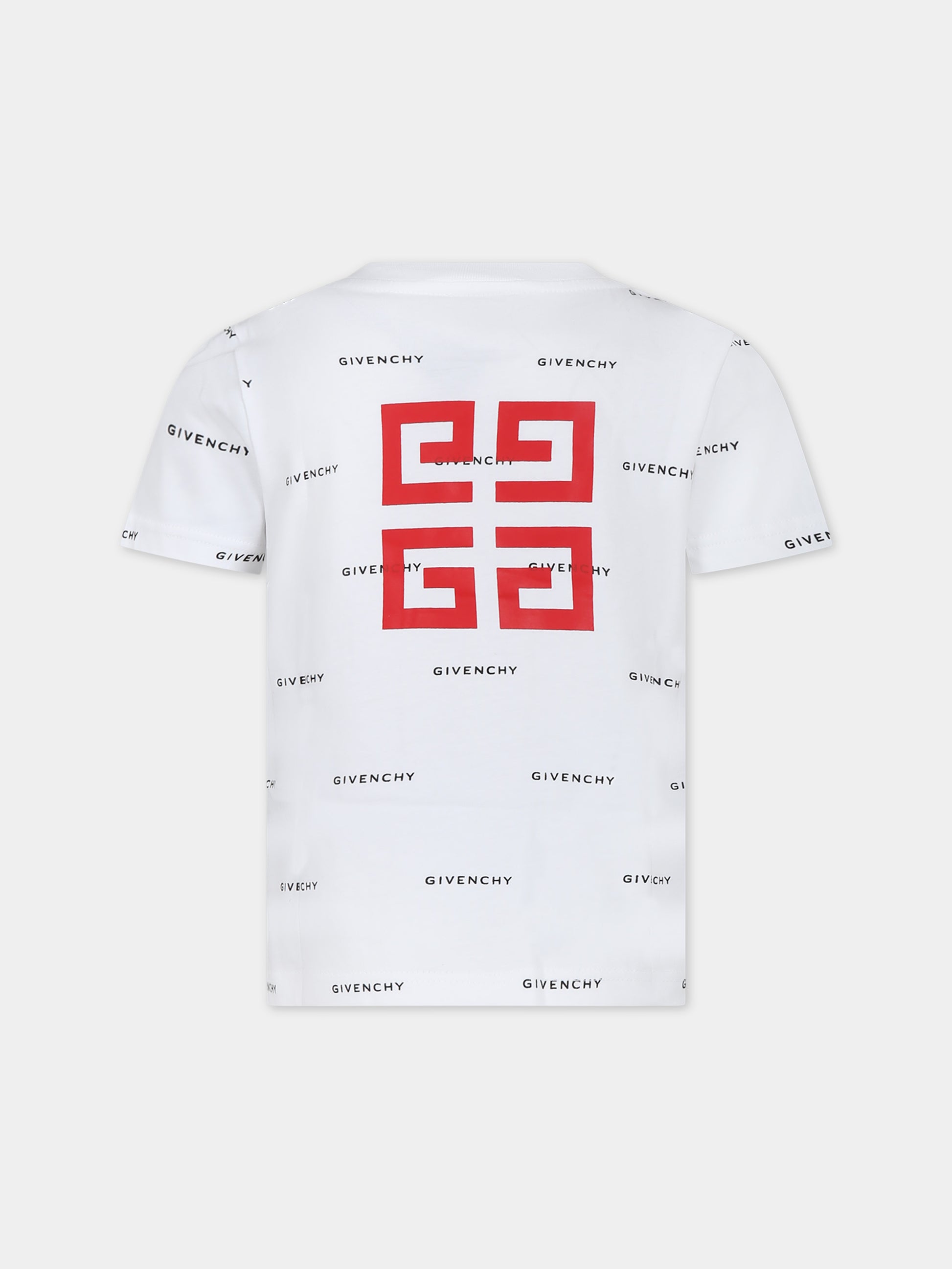 T-shirt bianca per bambino con logo all-over,Givenchy Kids,H30168 N50