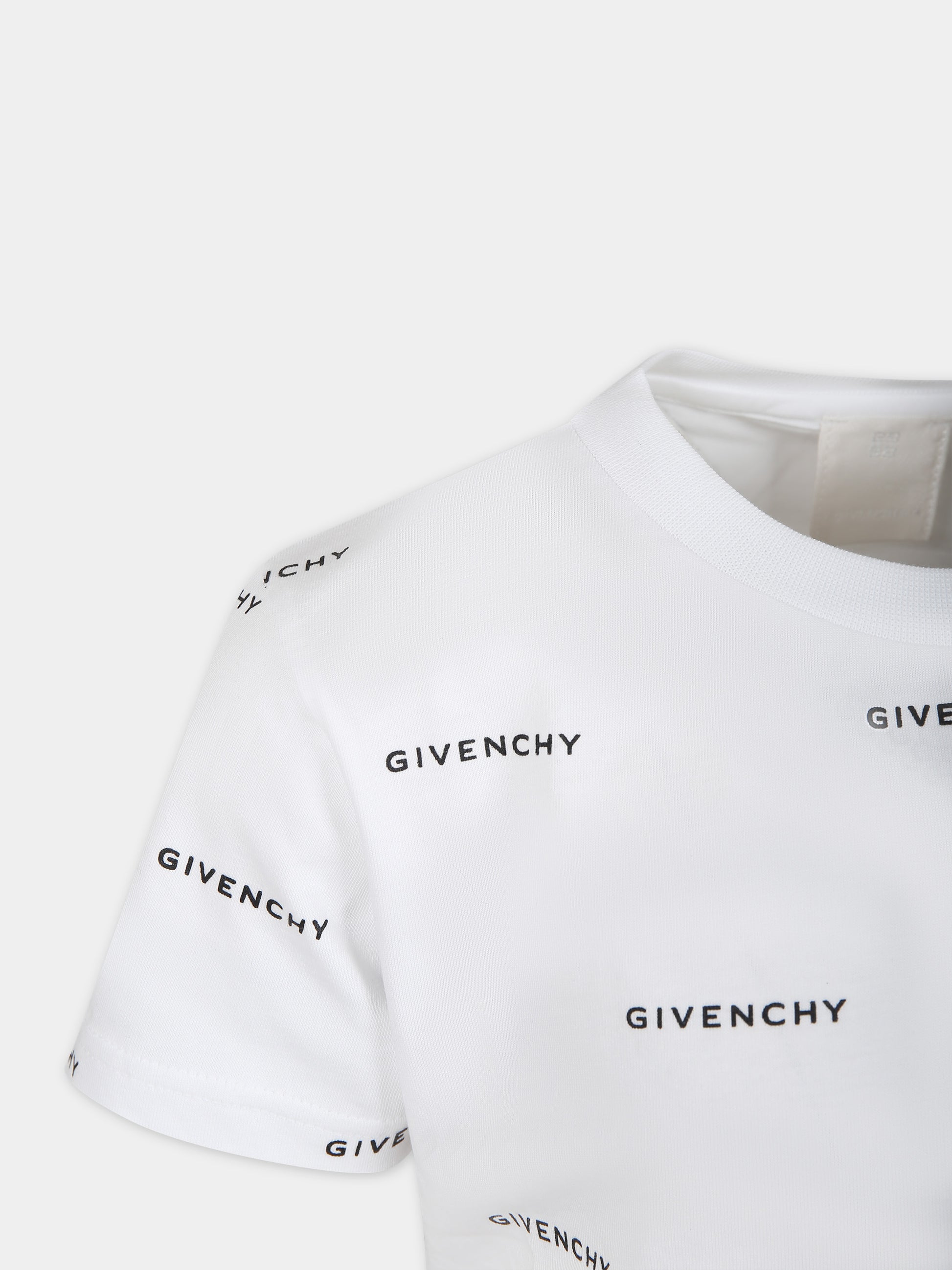 T-shirt bianca per bambino con logo all-over,Givenchy Kids,H30168 N50