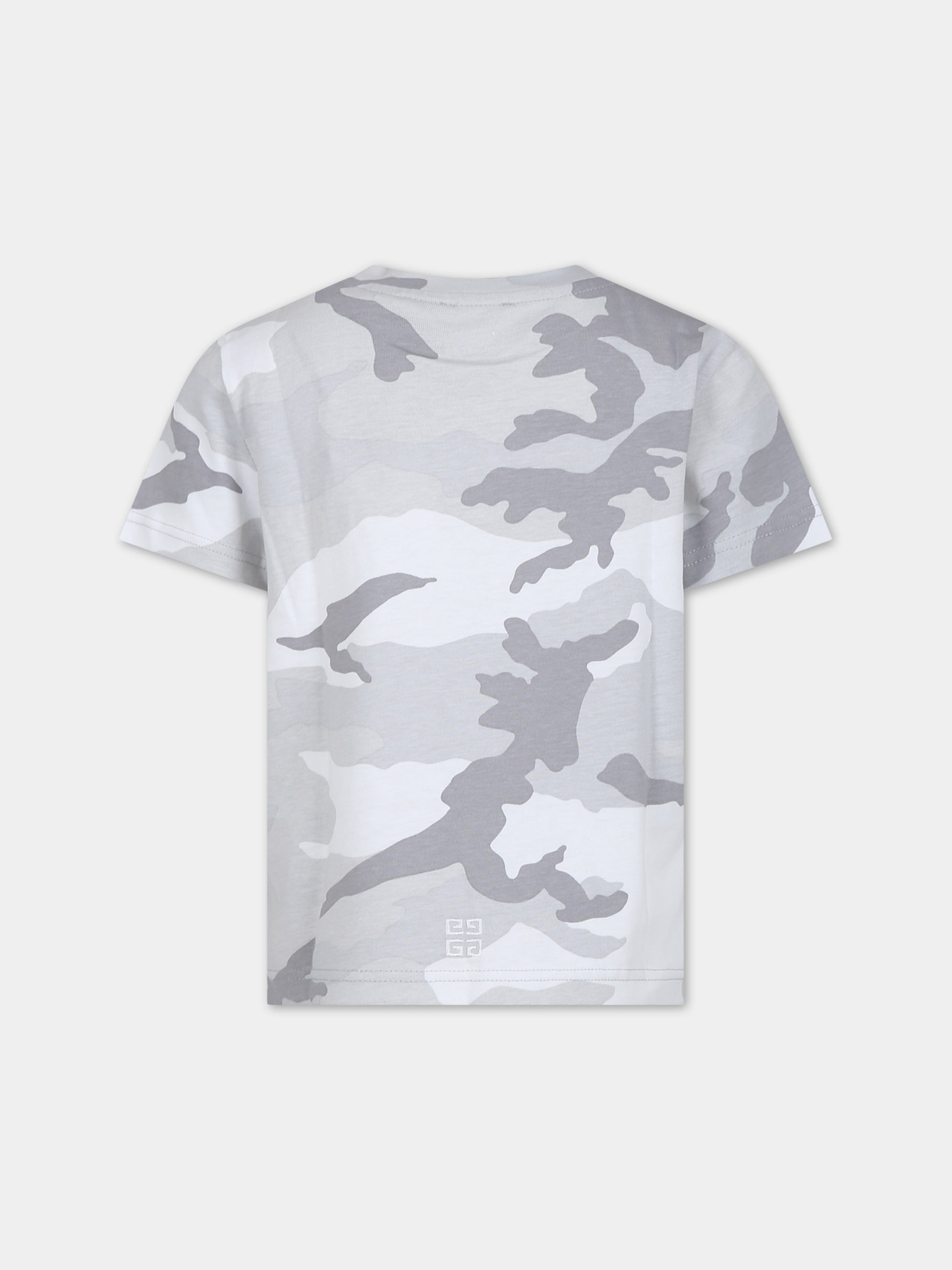 T-shirt grigia per bambino con stampa mimetica,Givenchy Kids,H30179 M01