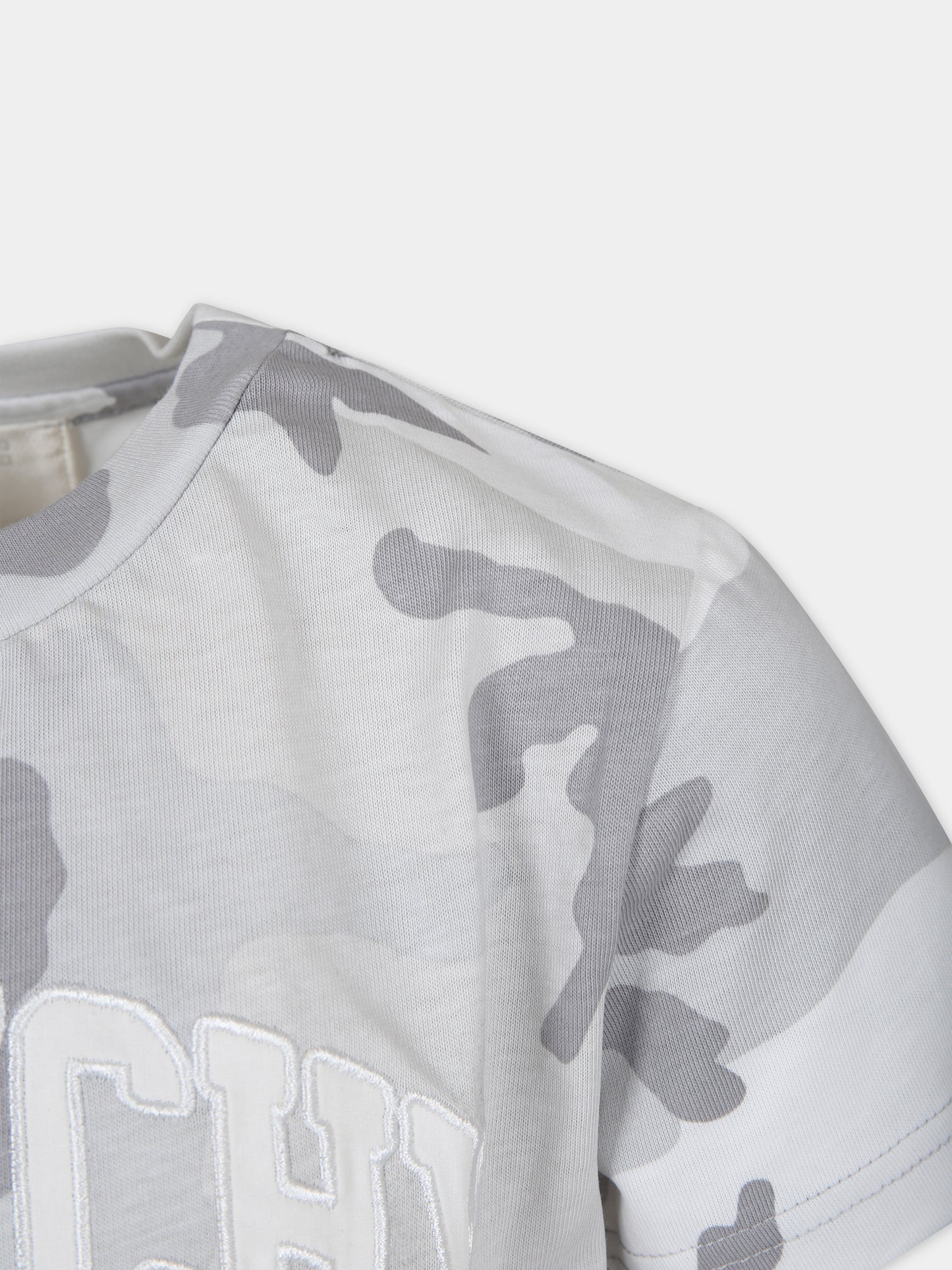 T-shirt grigia per bambino con stampa mimetica,Givenchy Kids,H30179 M01