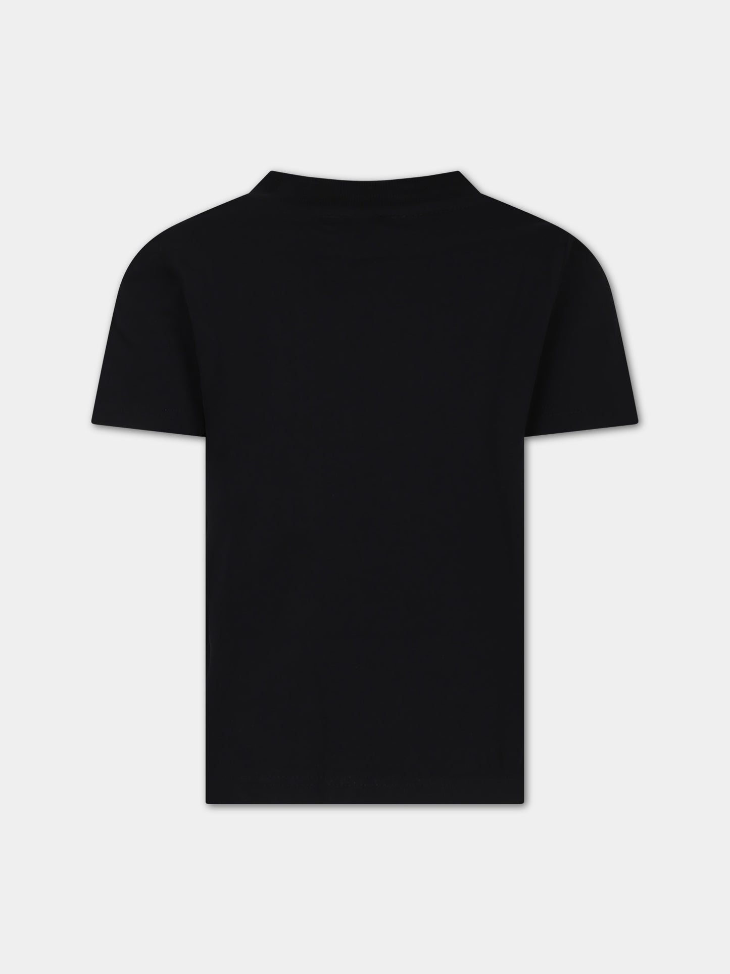 T-shirt nera per bambino con logo in denim,Givenchy Kids,H30167 09B