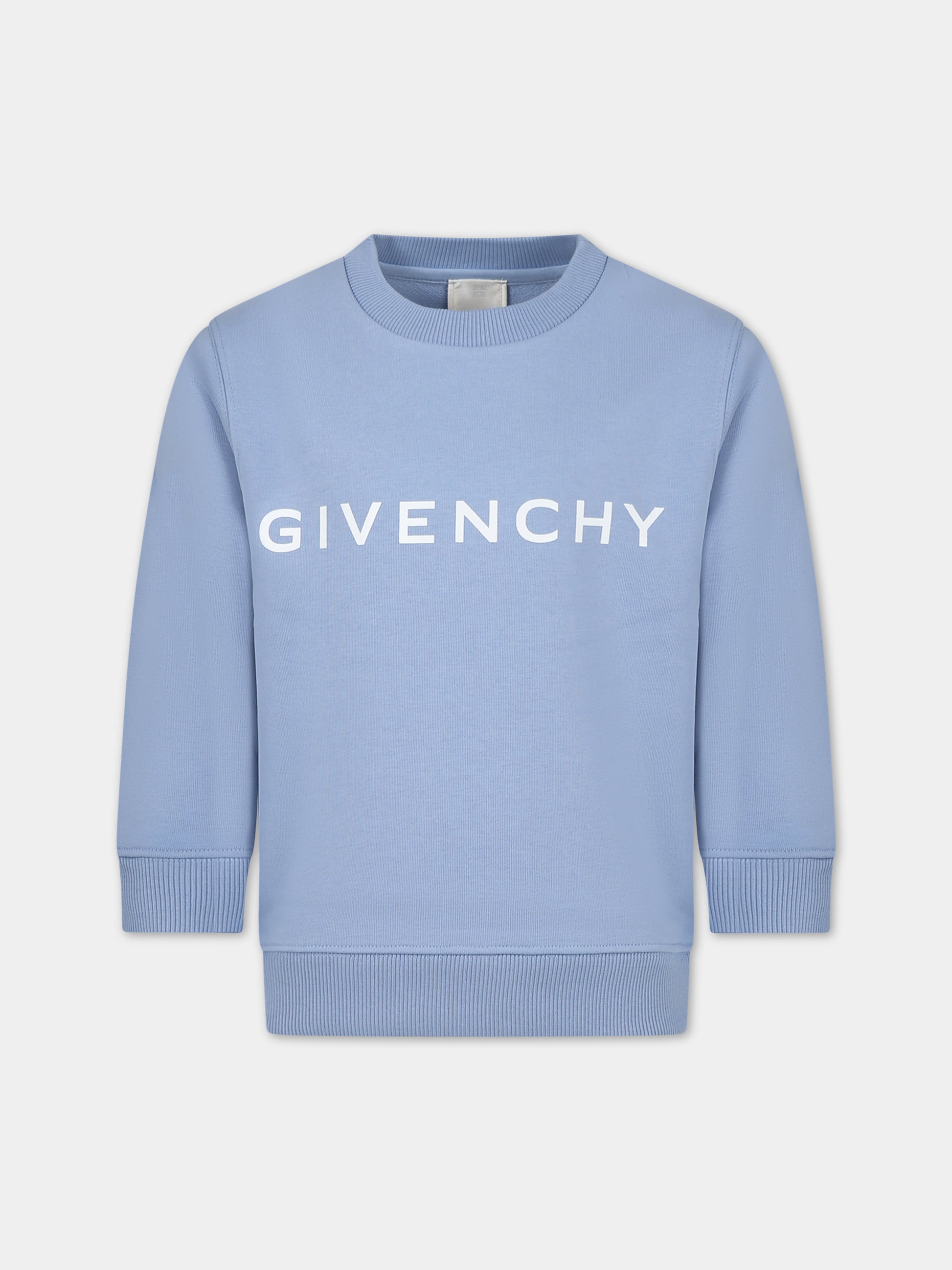 Felpa celeste per bambino con logo,Givenchy Kids,H30147 790