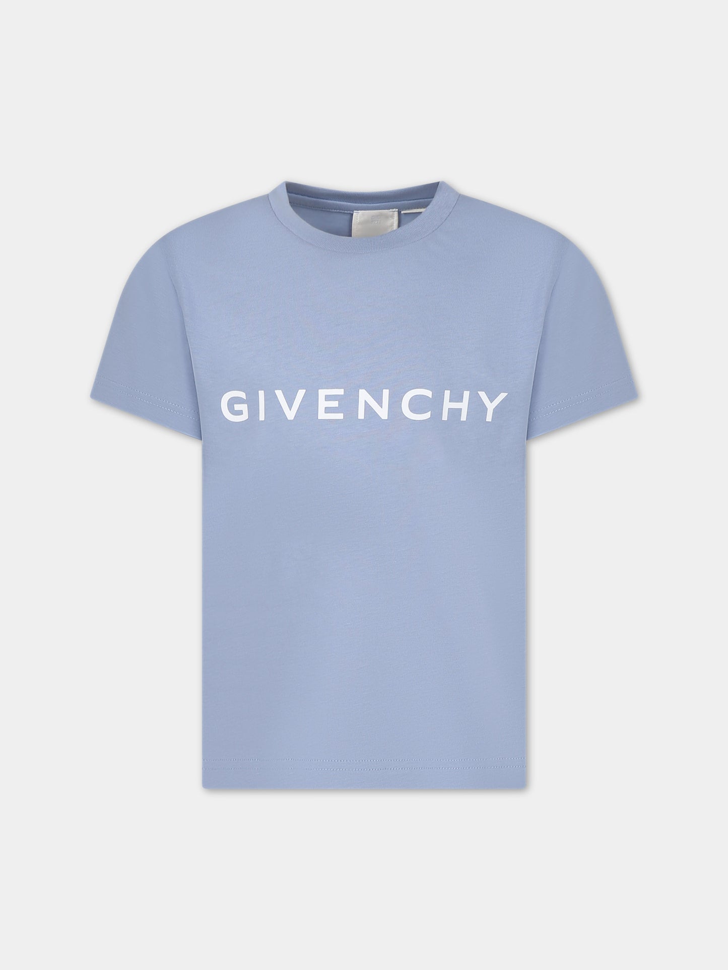T-shirt celeste per bambino con logo,Givenchy Kids,H30159 790