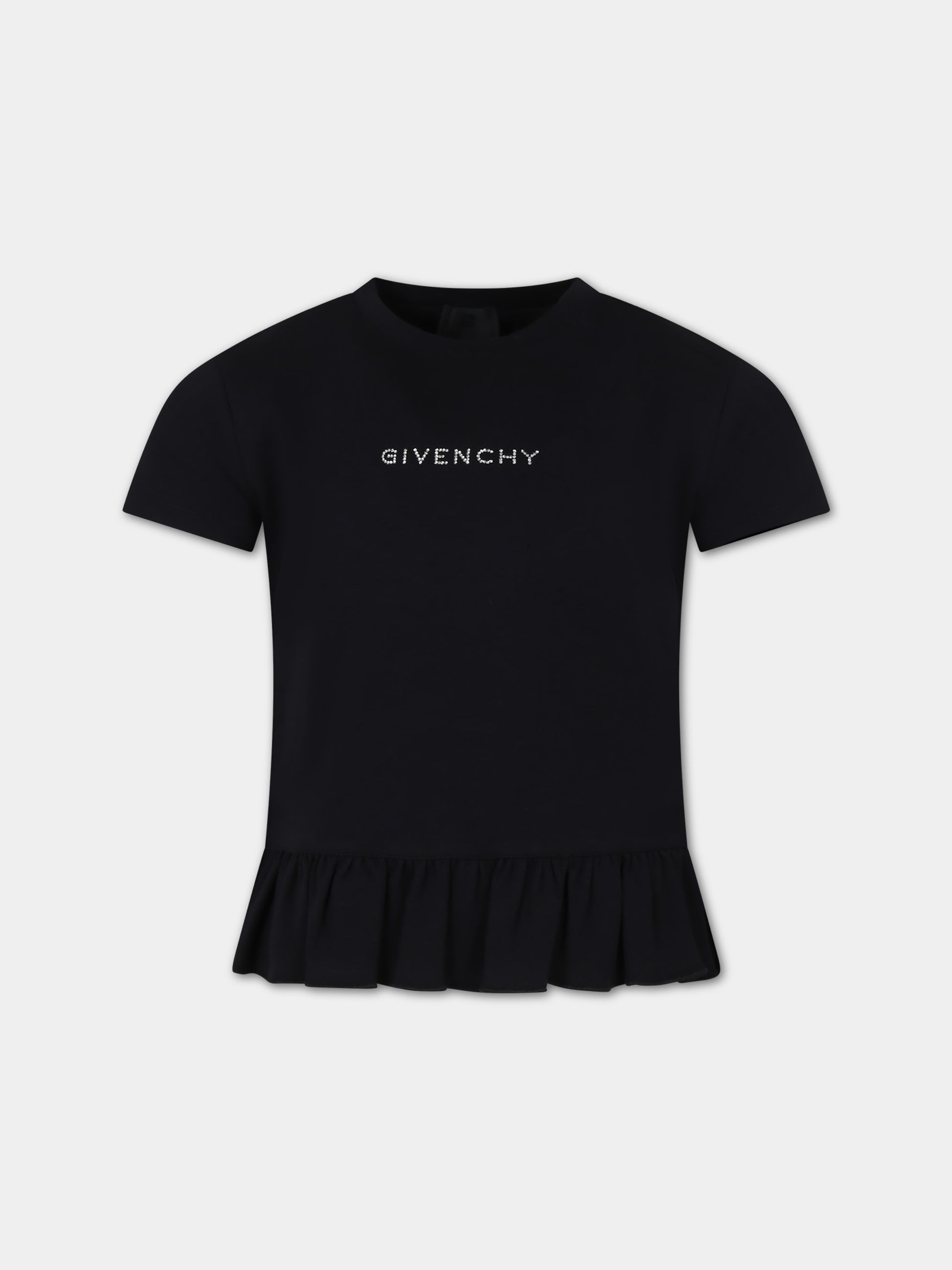 T-shirt nera per bambina con logo,Givenchy Kids,H30086 09B