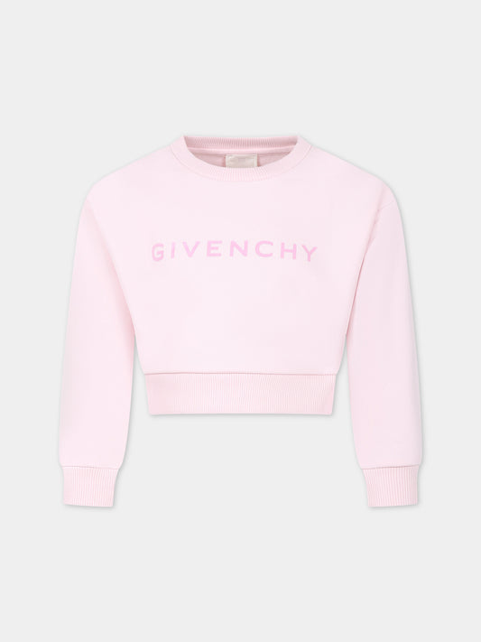 Felpa rosa per bambina con logo,Givenchy Kids,H30067 44Z