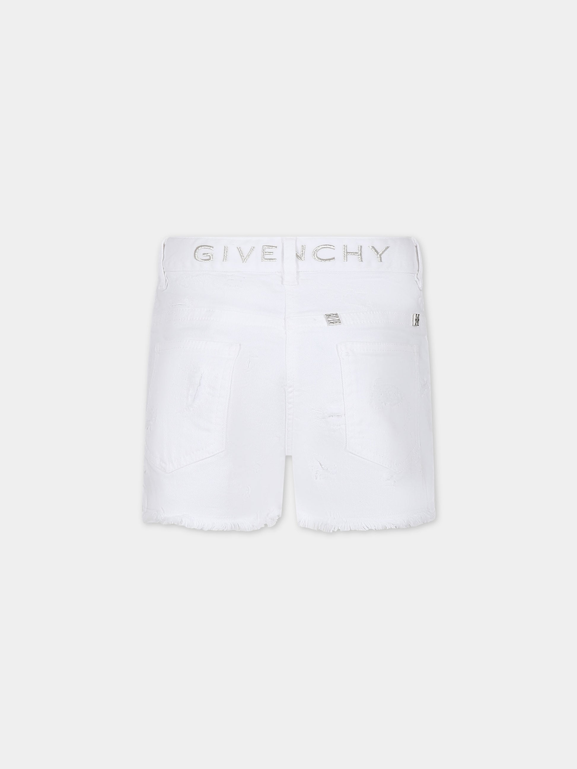 Shorts bianchi per bambina con logo,Givenchy Kids,H30064 10P