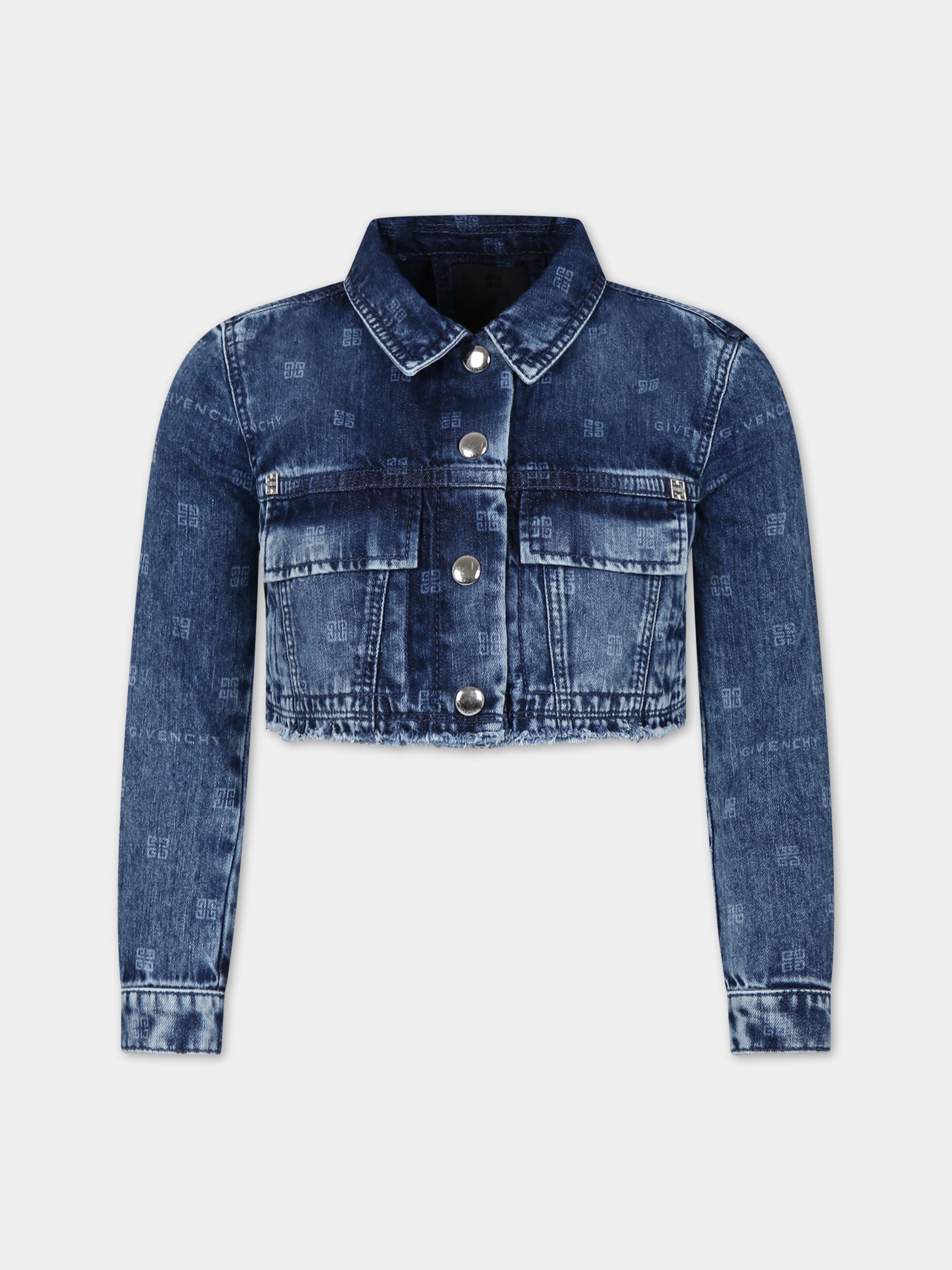 Giubbotto in denim per bambina con motivo 4G,Givenchy Kids,H30014 Z03