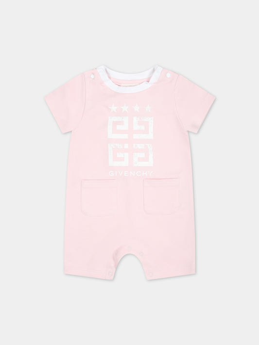 Pagliaccetto rosa per neonata con logo,Givenchy Kids,H30227 44Z