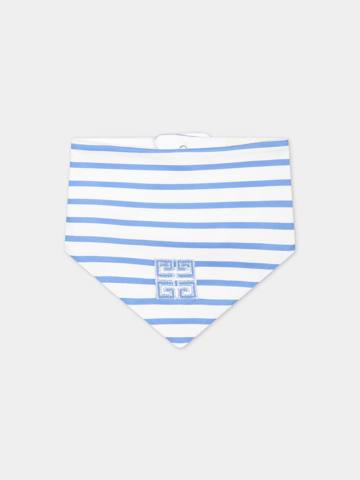 Pagliaccetto celeste per neonato con righe e logo,Givenchy Kids,H30235 824