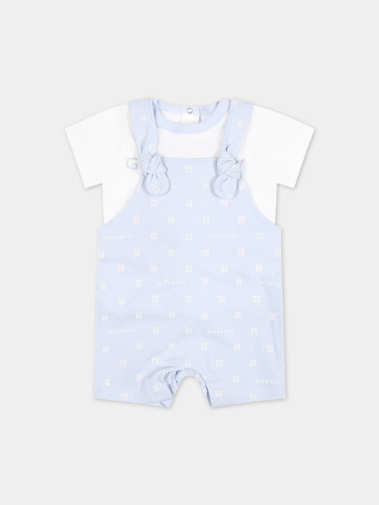 Pagliaccetto celeste per neonato con logo,Givenchy Kids,H30236 771