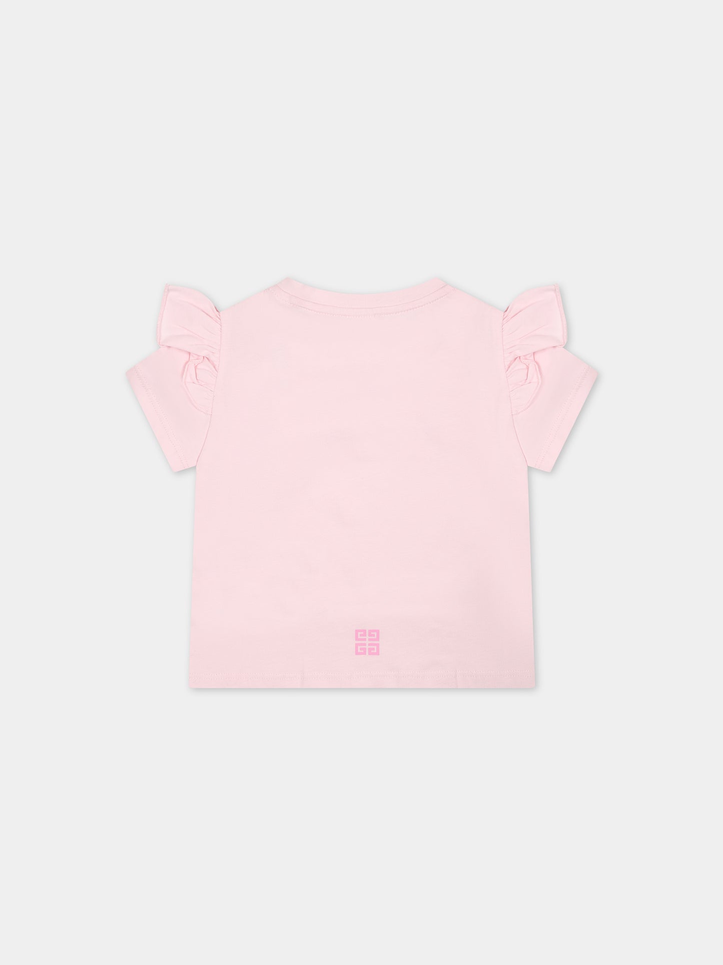 T-shirt rosa per neonata con logo,Givenchy Kids,H30196 44Z