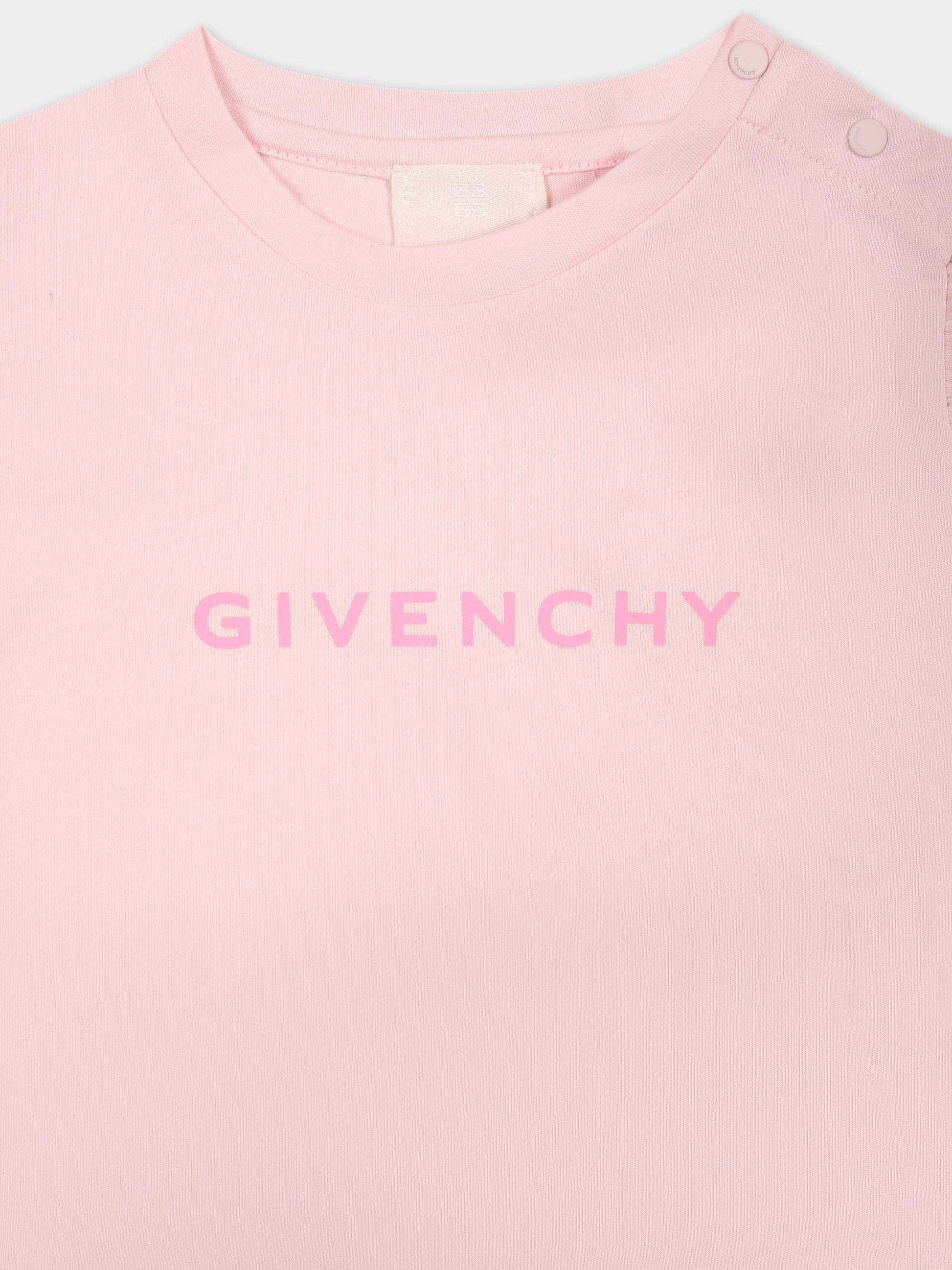 T-shirt rosa per neonata con logo,Givenchy Kids,H30196 44Z