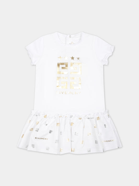 Vestito bianco per neonata con logo,Givenchy Kids,H30192 10P