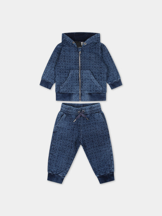 Completo blu per neonato con motivo 4G,Givenchy Kids,H30206 Z01