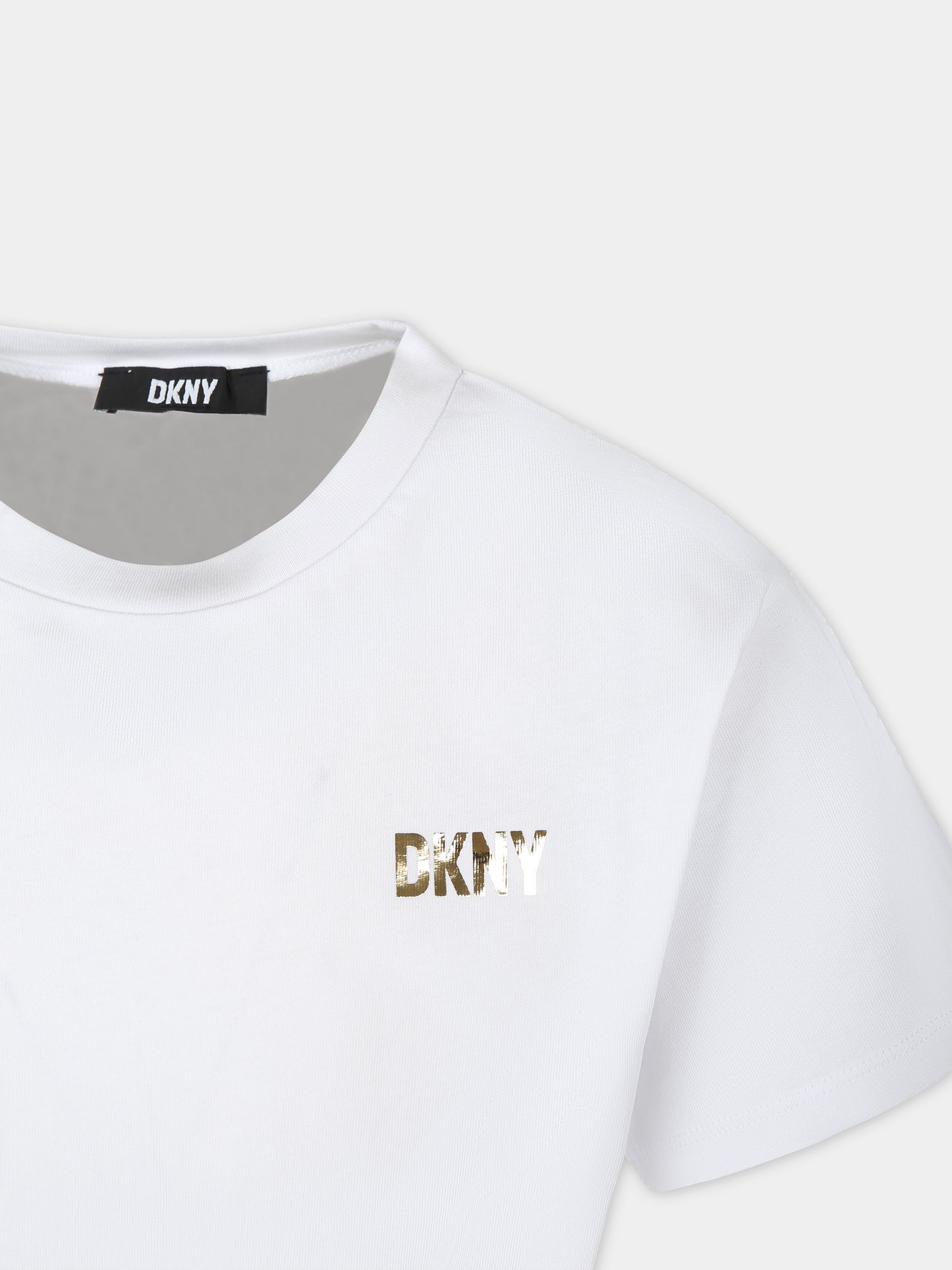 Vestito casual bianco per bambina con logo,Dkny,D60109 10P