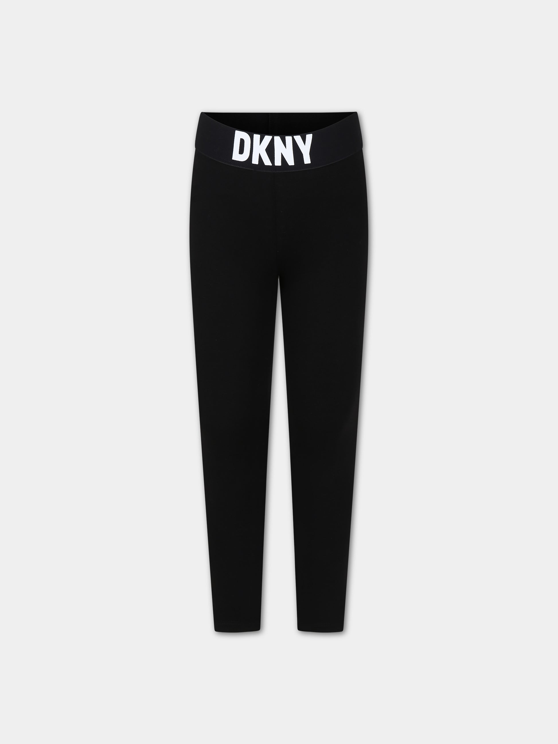 Leggings nero per bambina con logo,Dkny,D60058 09B