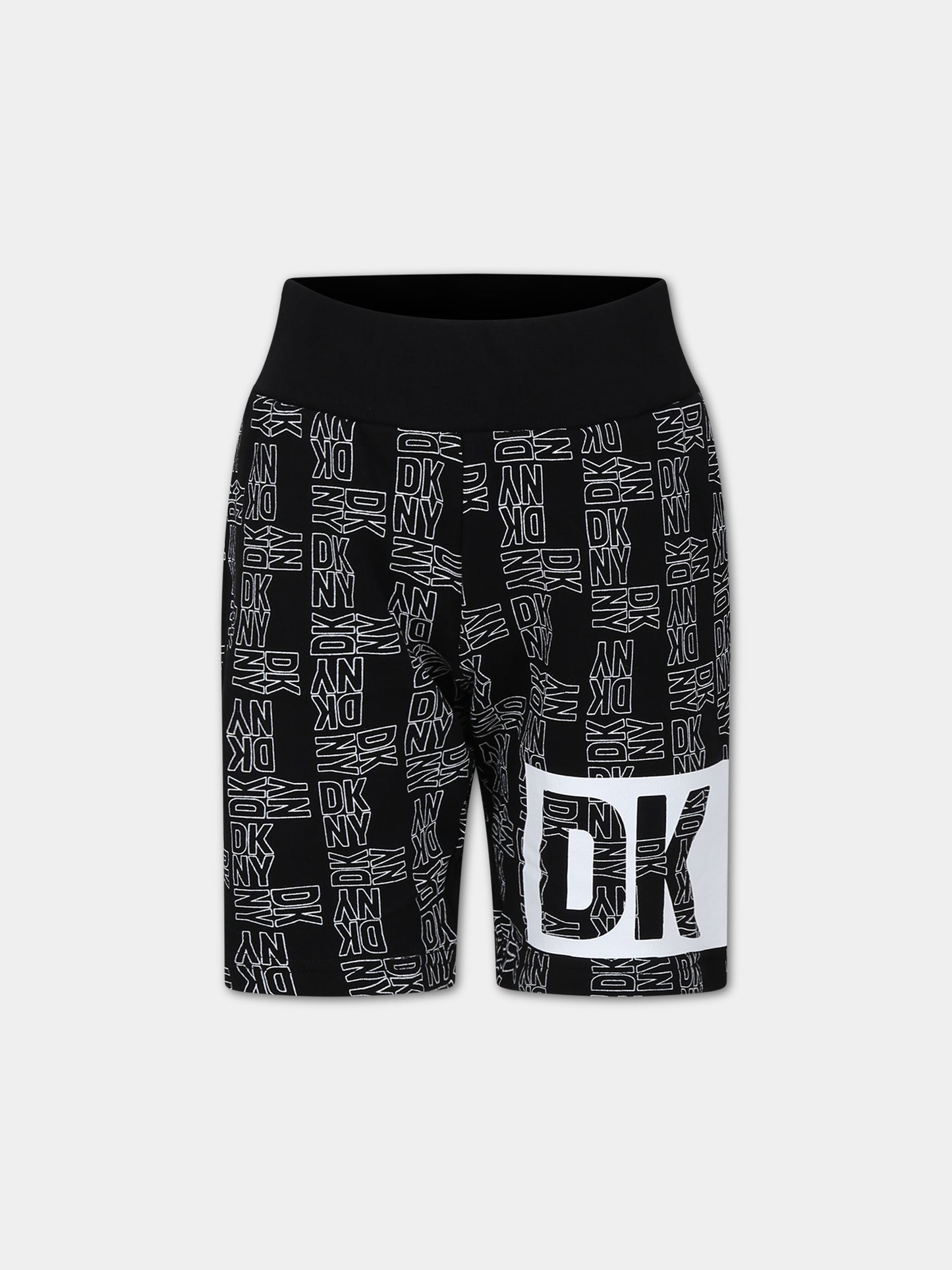 Shorts sportivi neri per bambini con logo,Dkny,D60166 09B