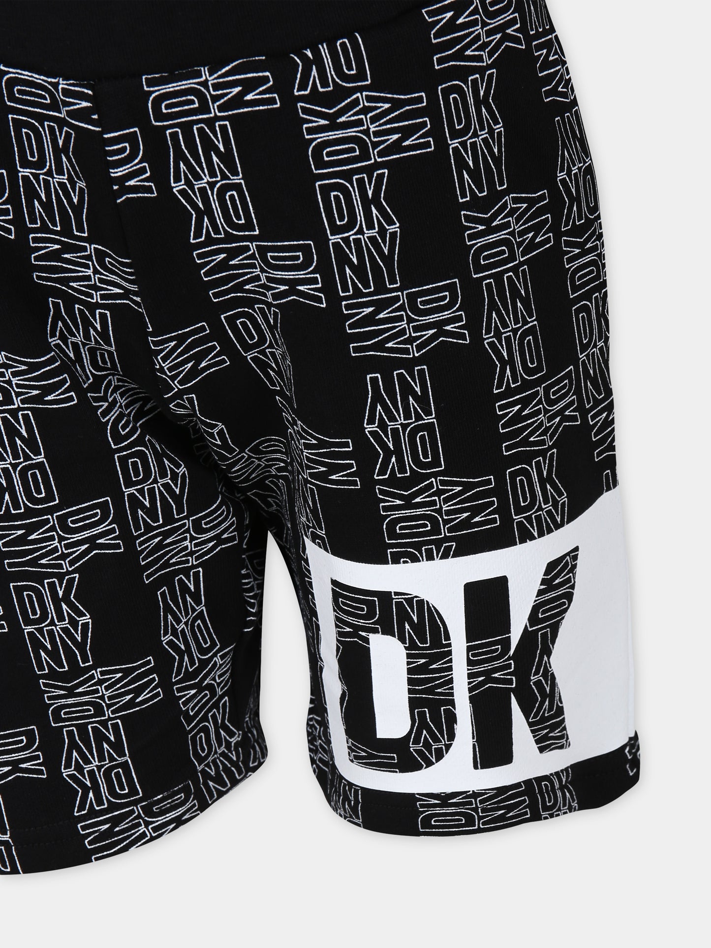 Shorts sportivi neri per bambini con logo,Dkny,D60166 09B