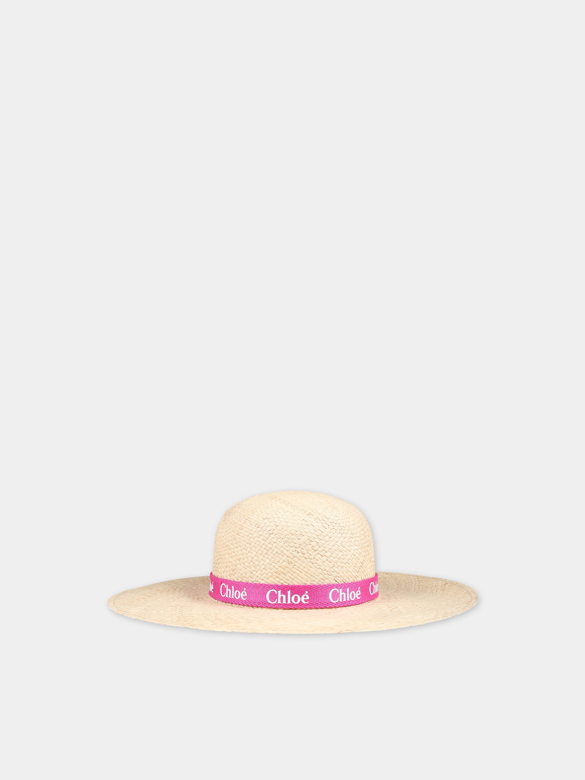 Cappello beige per bambina con logo,Chloé Kids,C20050 S01