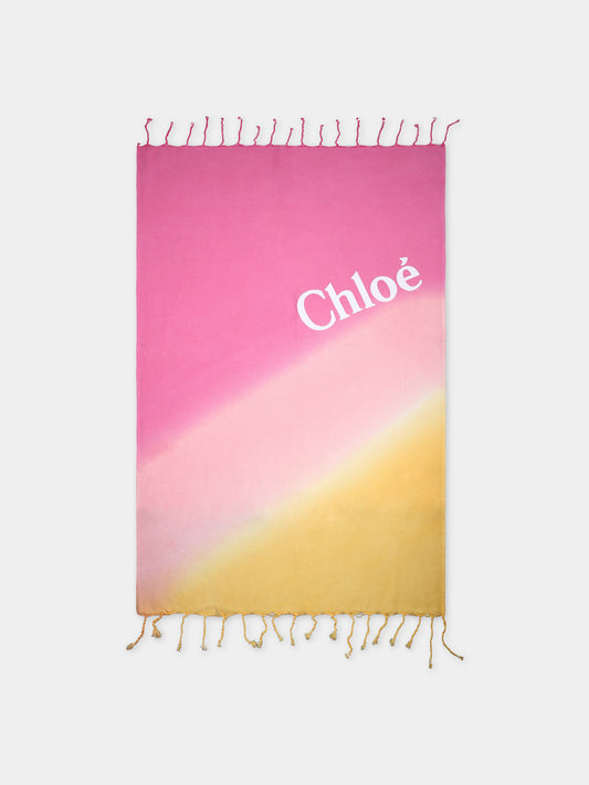Telo mare rosa per bambina con logo,Chloé Kids,C20052 S05