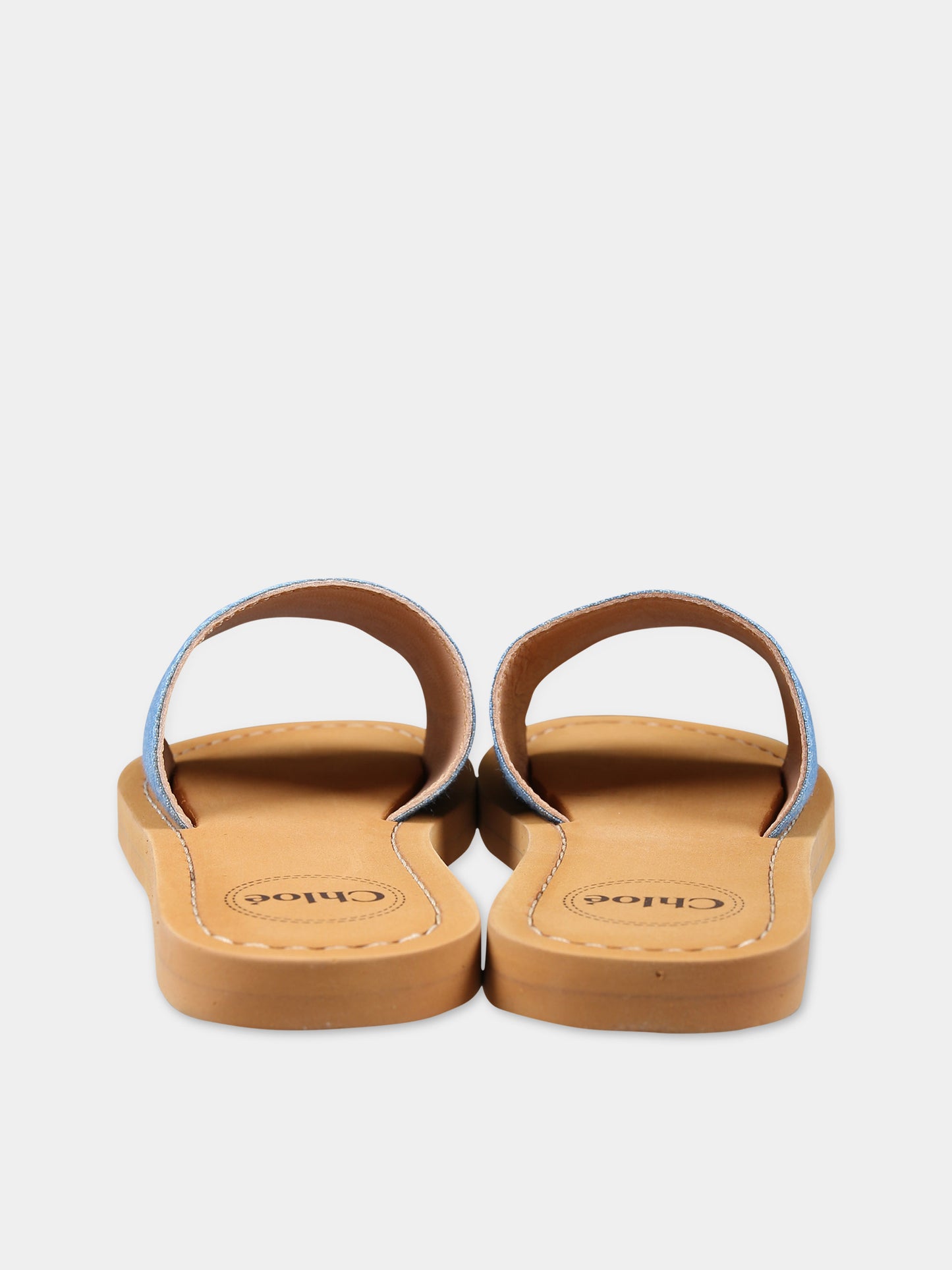 Ciabatte in denim per bambina con logo,Chloé Kids,C20185 Z10