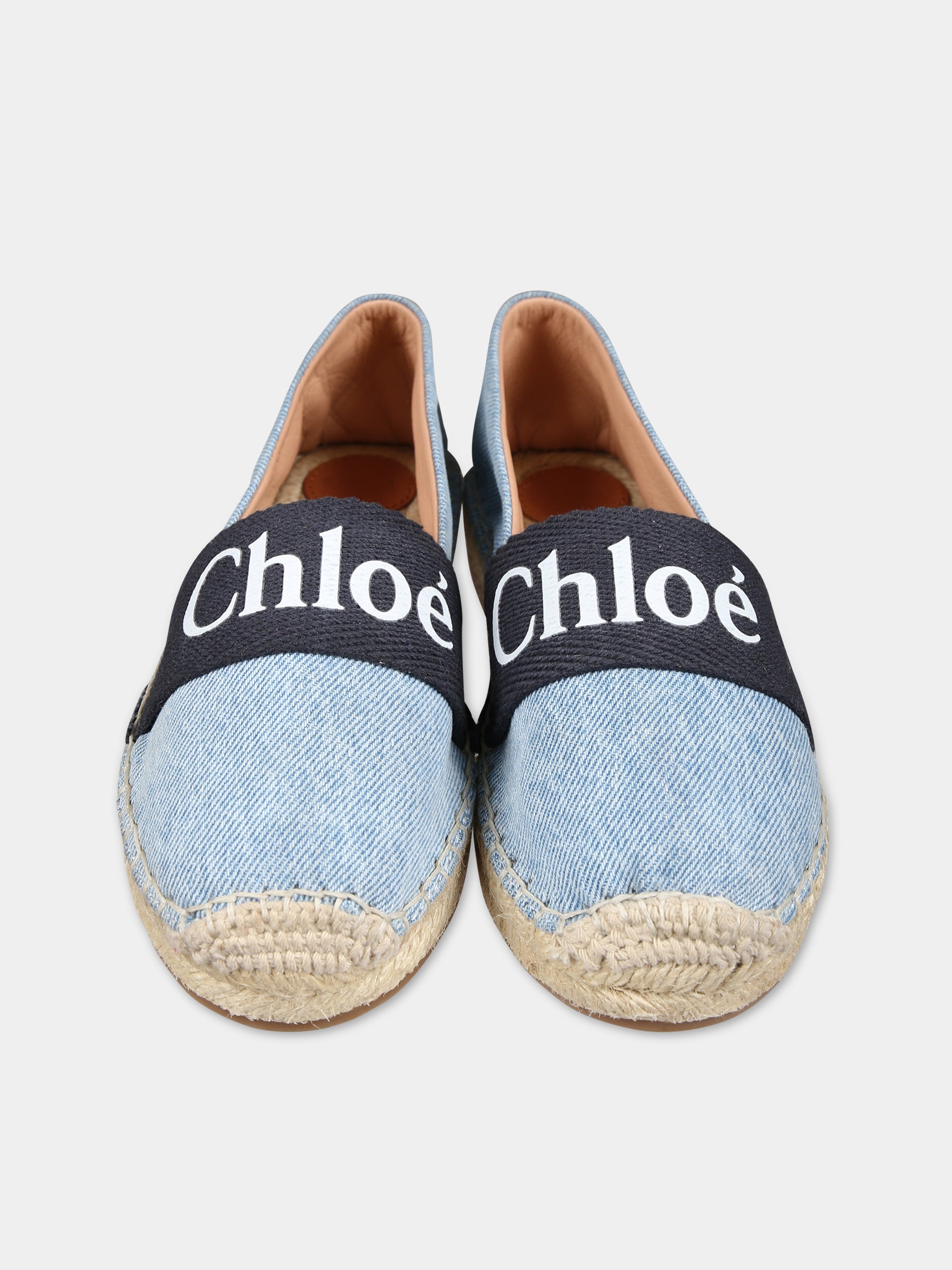 Espadrillas in denim con logo per bambina,Chloé Kids,C20137 Z10