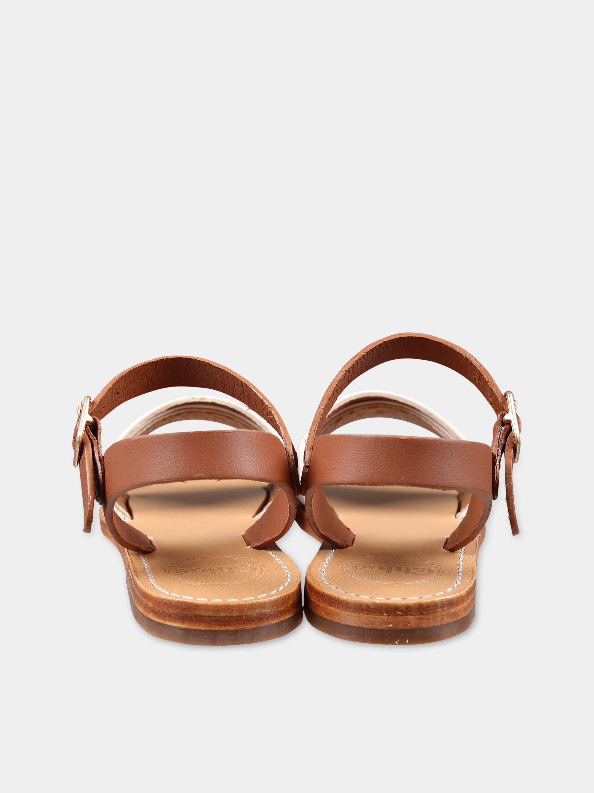 Sandali avorio per bambina con logo,Chloé Kids,C20135 148