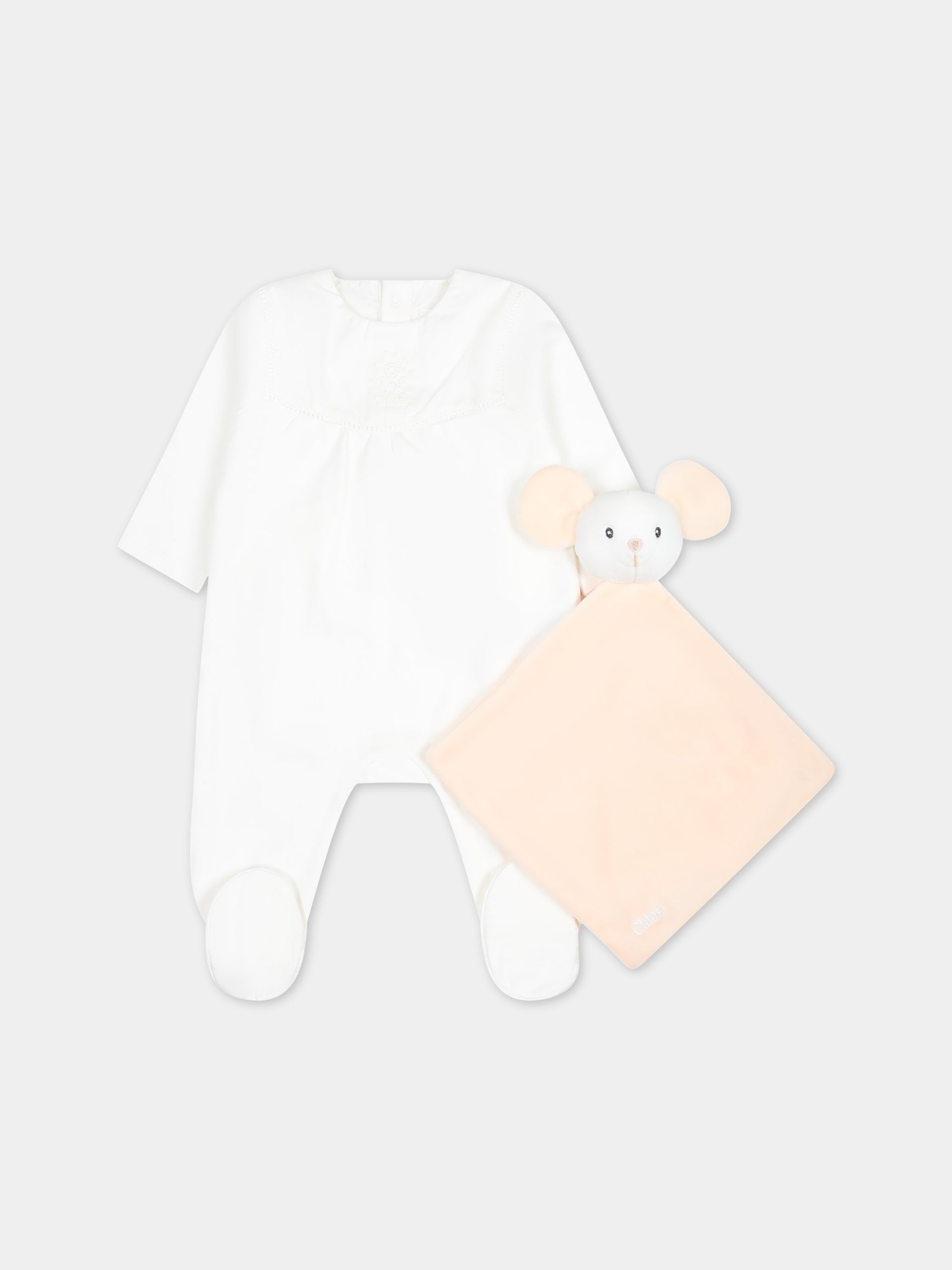 Set bianco per neonata con logo,Chloé Kids,C20166 117