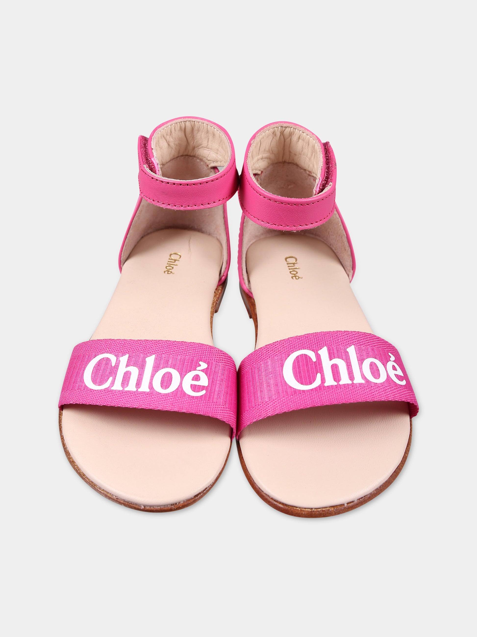 Sandali fucsia per bambina con logo,Chloé Kids,C20036 49L