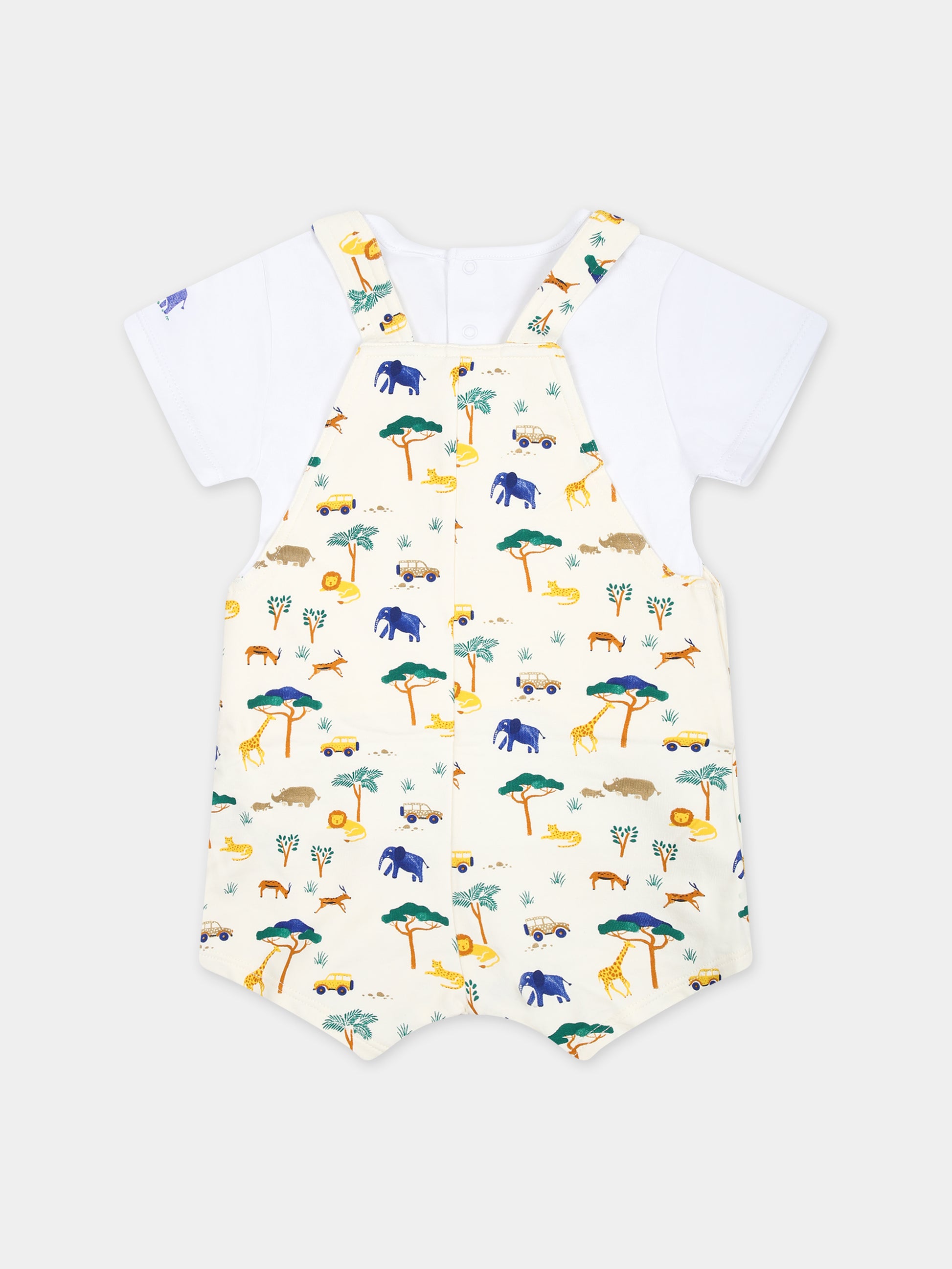 Salopette avorio per neonato con fantasia safari all-over,Carrement Beau,Y30138 N01