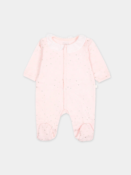 Tutina rosa per neonata con cuori dorati all-over,Carrement Beau,Y30025 43B