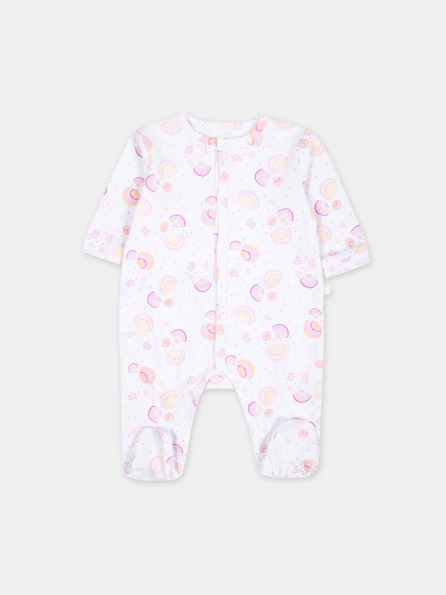 Tutina bianca per neonata con conchiglie multicolor all-over,Carrement Beau,Y30031 10P