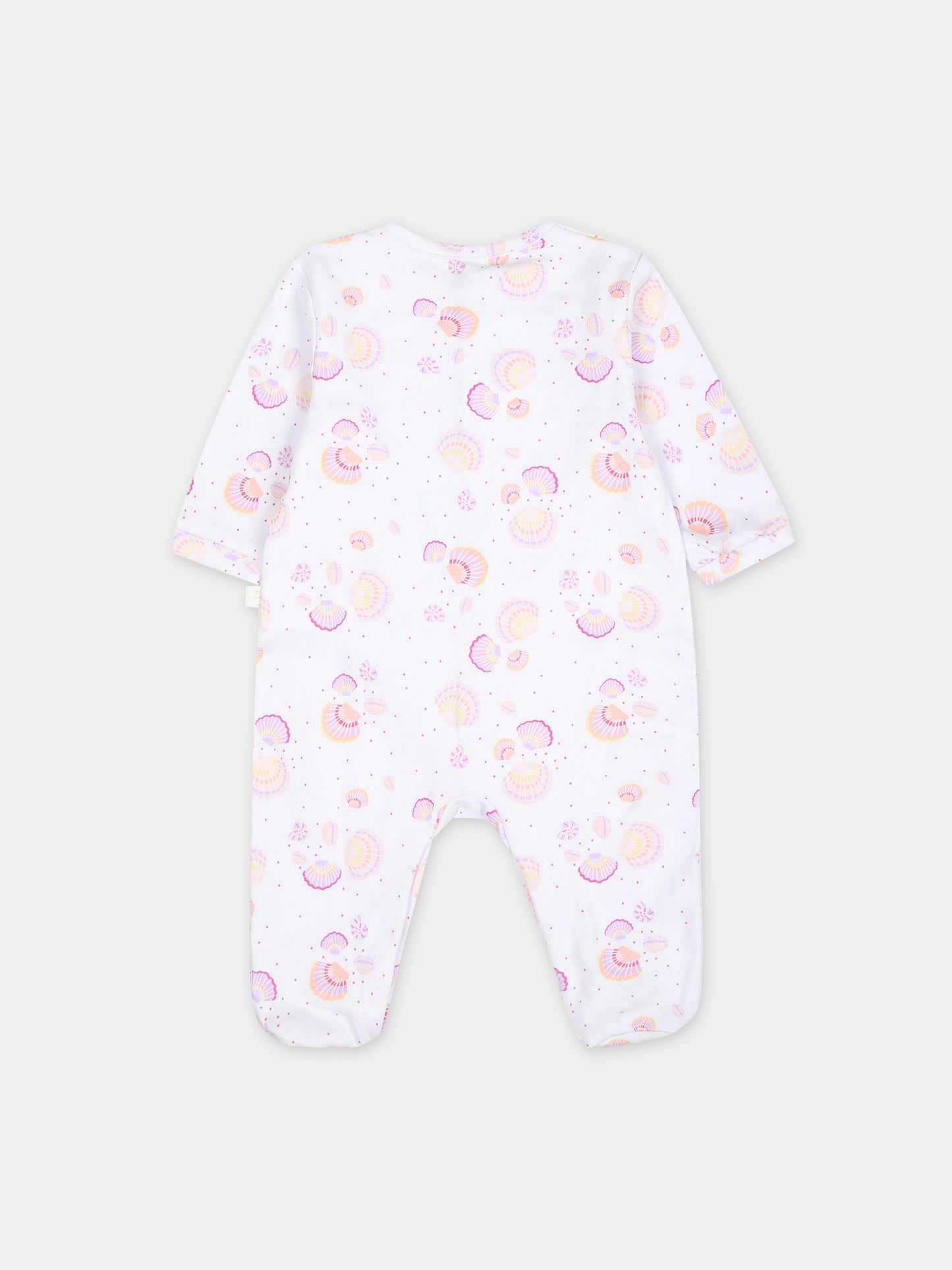 Tutina bianca per neonata con conchiglie multicolor all-over,Carrement Beau,Y30031 10P