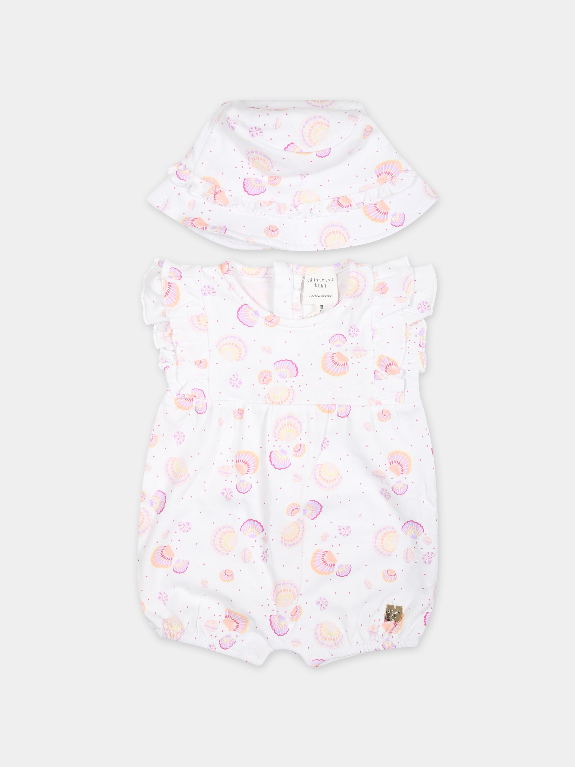 Pagliaccetto bianco per bambina con conchiglie all-over,Carrement Beau,Y30016 10P